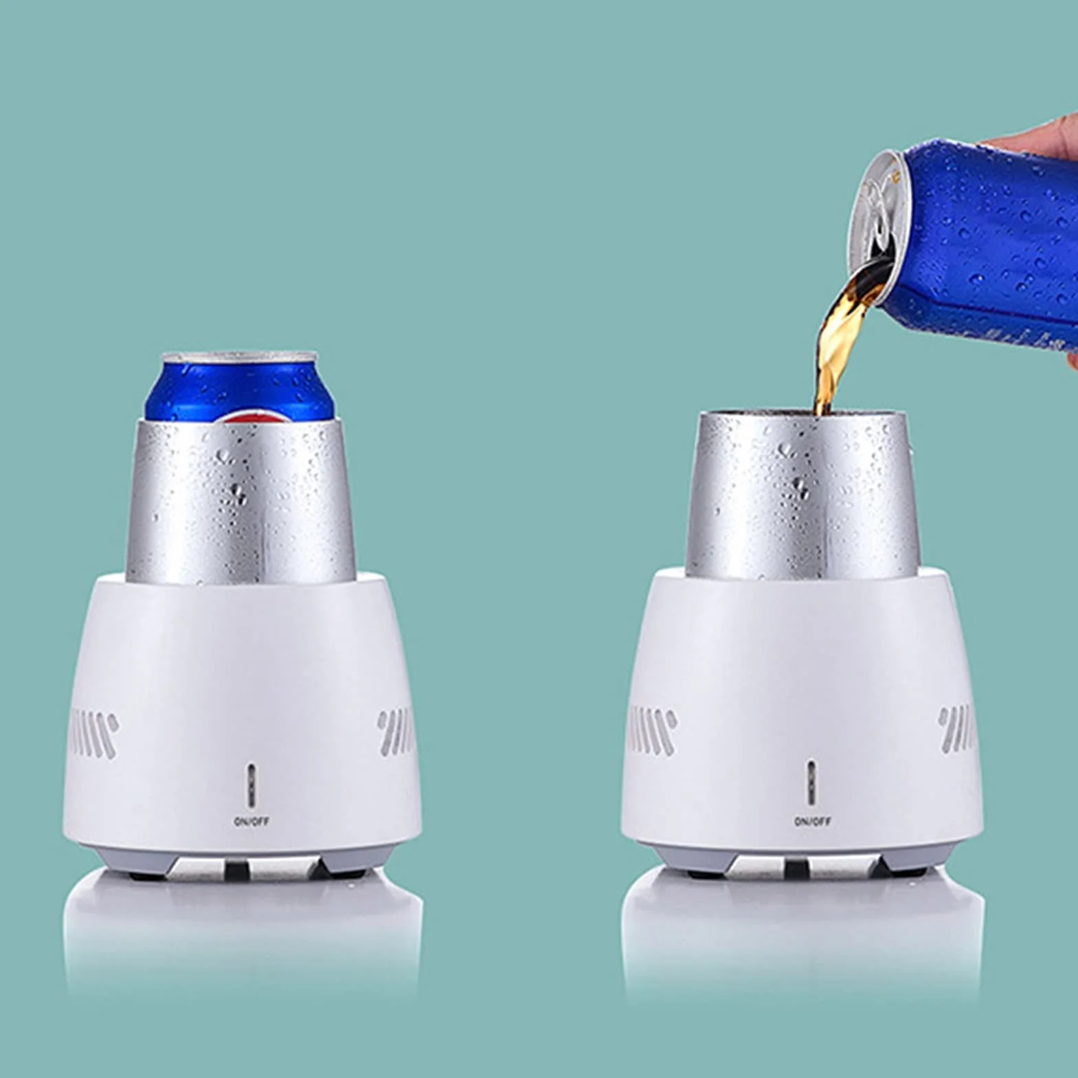 Enfriador de Bebidas Eléctrico Portátil 350Ml - Mini Refrigerador para Cerveza, Latas de Agua, Refrescos y Tazas con Ventilador Silencioso Incorporado