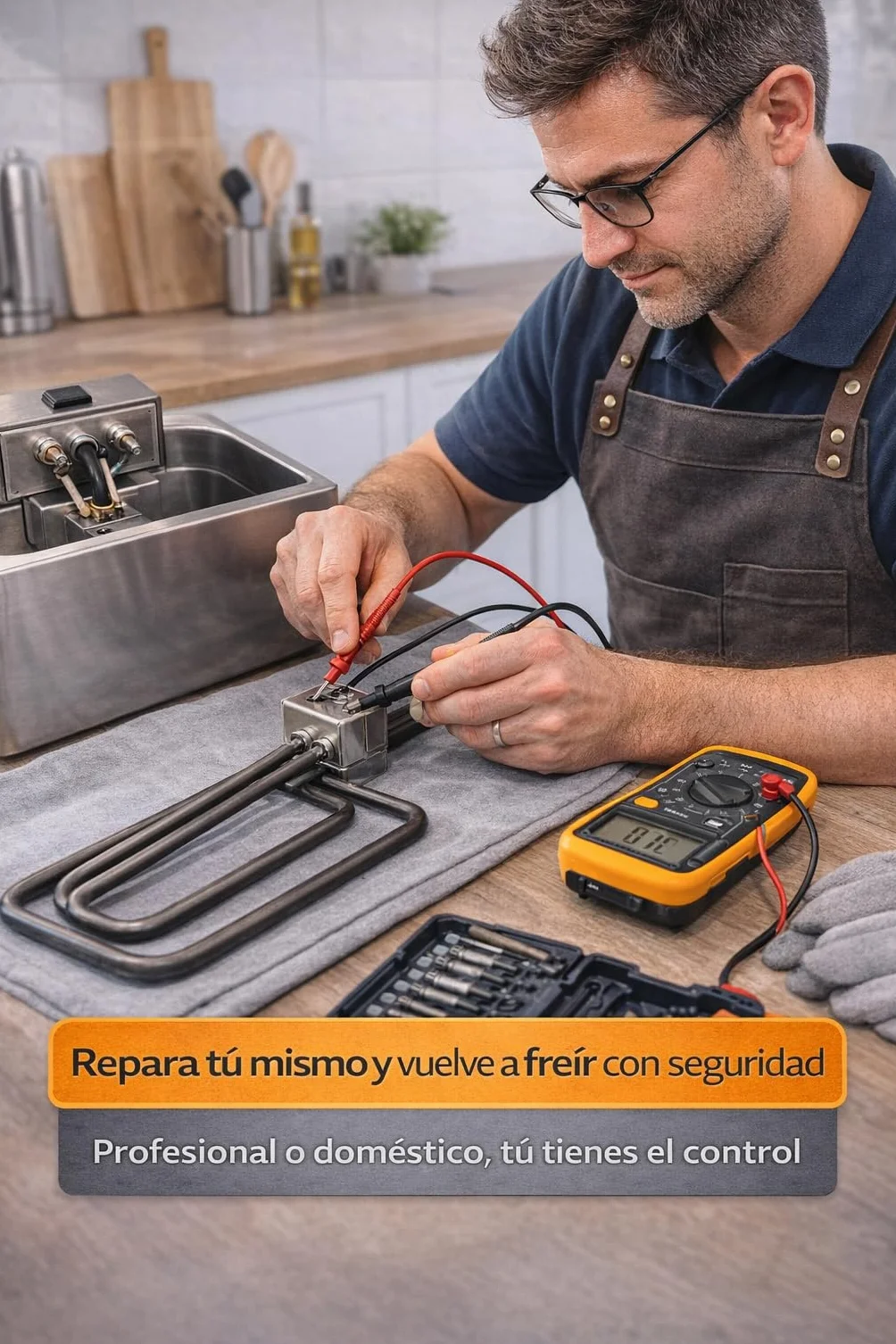 RO Linea Blanca ® Resistencia Freidora 3200W 230V Con Caja Conexion Tipo Enchufe Repuesto Inmersion Compatible con Jemi J6 N10 Serie 600 Medidas 355x195mm Tubo 8mm Calentamiento Rapido Hosteleria