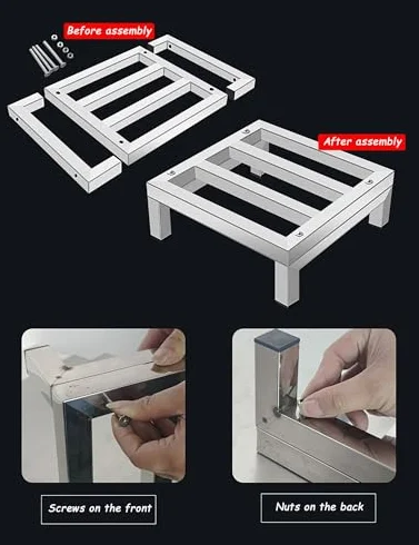 Elevador de electrodomésticos resistente, soporte de suelo de acero inoxidable, soporte de base de muebles para lavadora y nevera