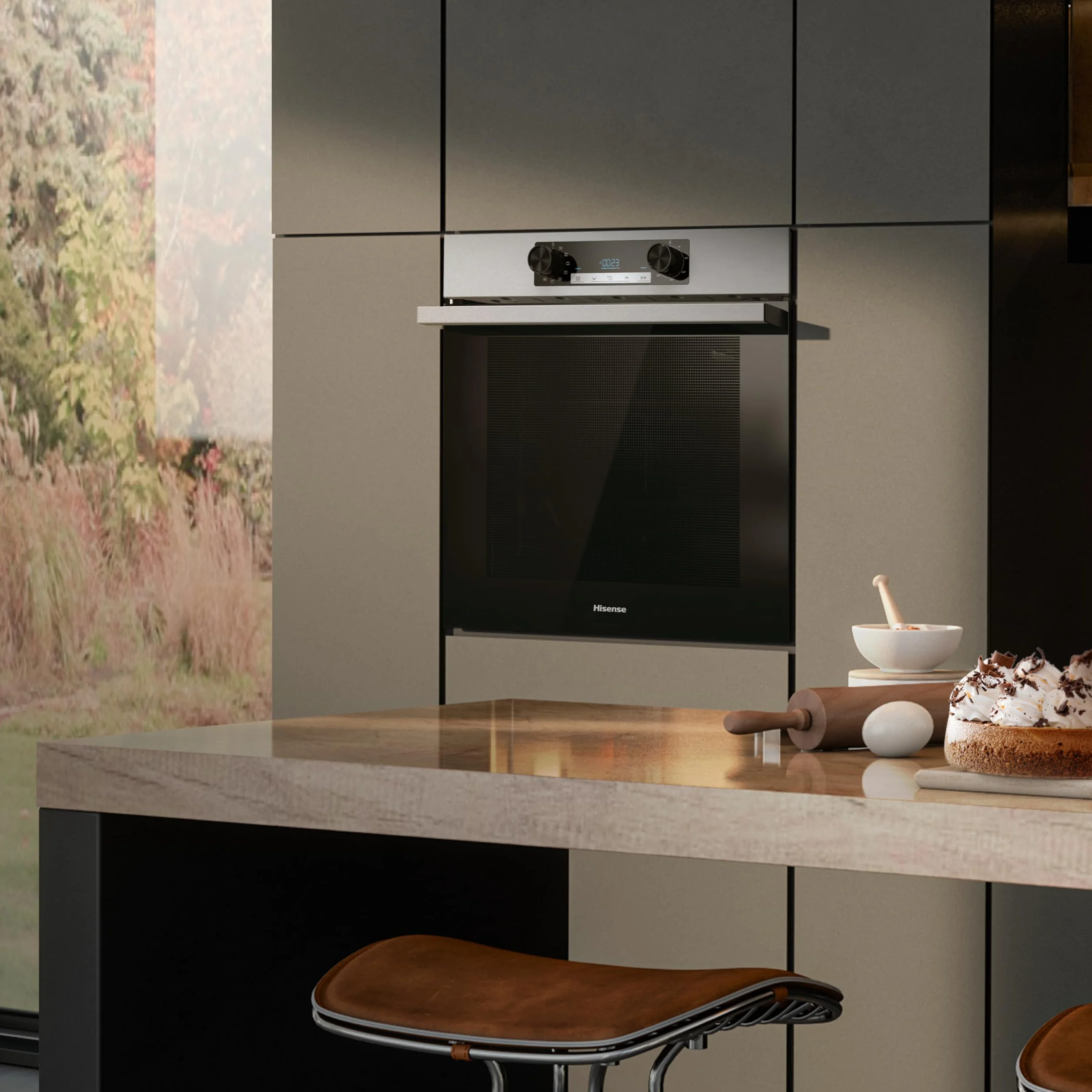 Hisense Horno Hidrolítico 77L Clase A Guía Telescópica Doble Grill Inox