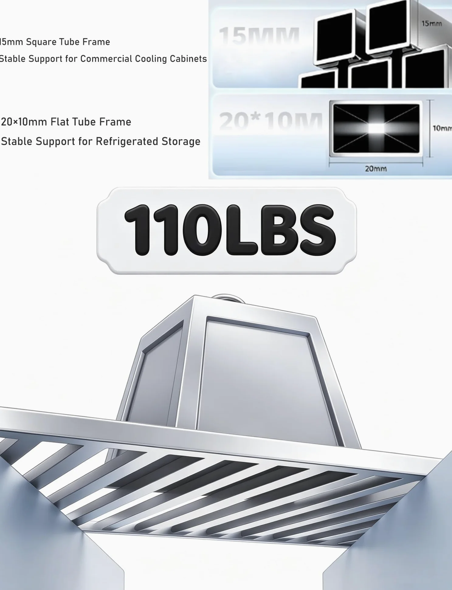 Estante acero inox 304 for frigorífico y congelador comercial | Rejilla de repuesto en acero inox 304 for vitrinas, congeladores y equipos de refrigeración(108x53cm/42.5x20.9in)