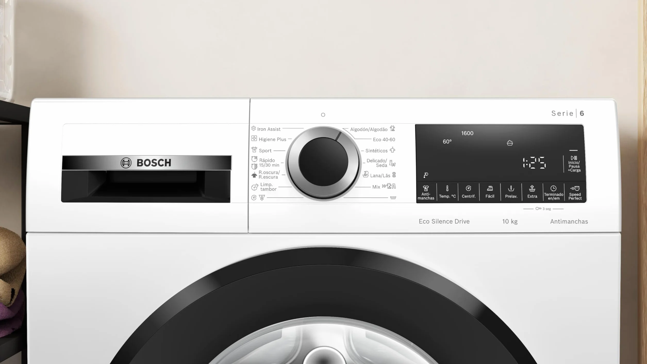 Bosch - Lavadora Libre Instalación, 10 kg, 1600 RPM, Serie 6, Función Pausa + Carga, Blanco, WGG256Z0ES