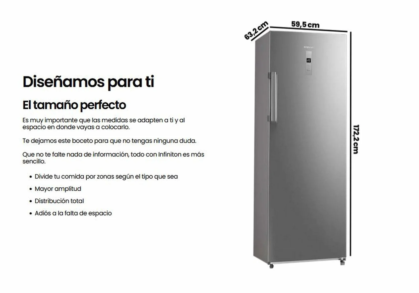 INFINITON Congelador Vertical CV-238L72XEL 238L No Frost Inox