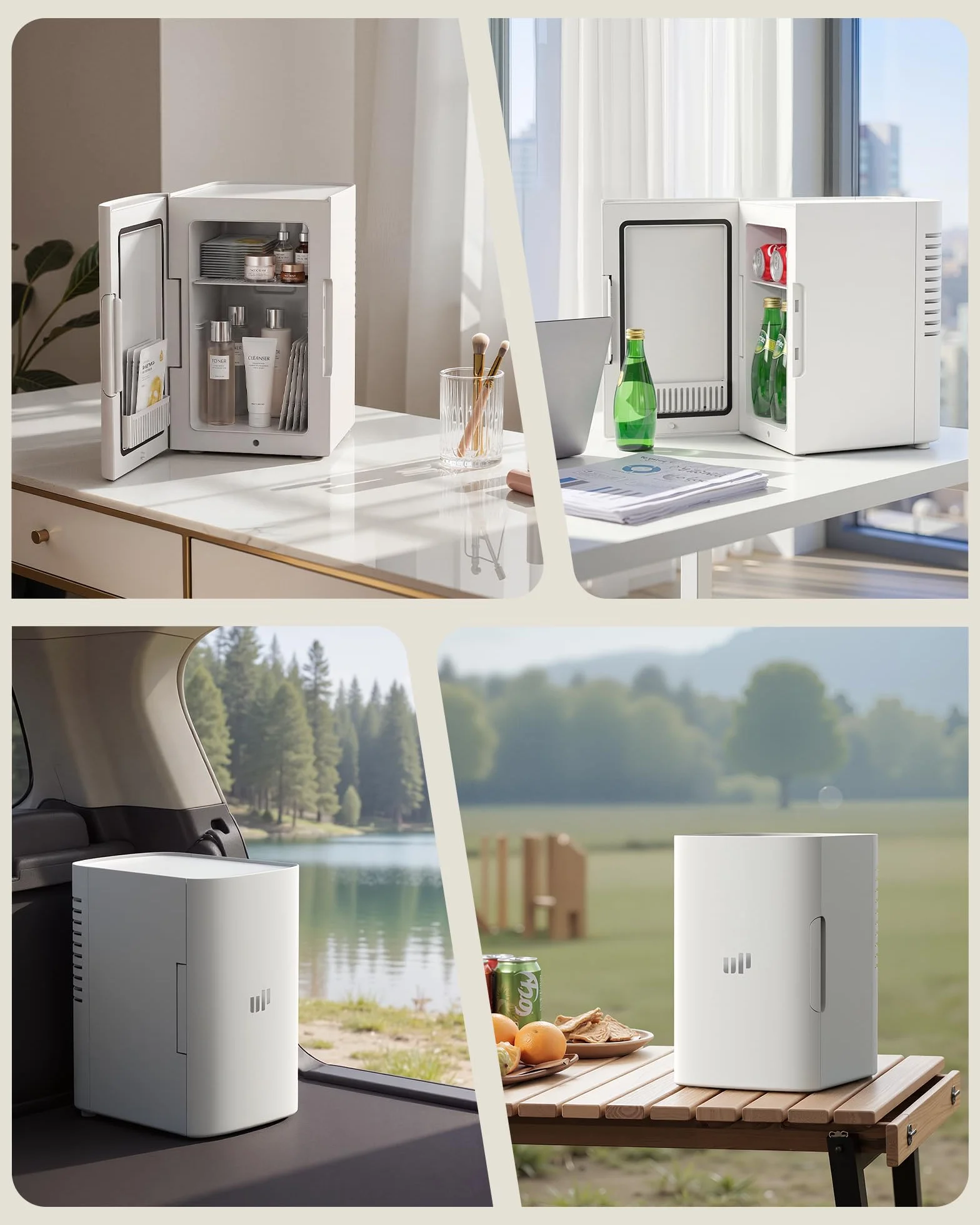 Upstreman Mini Nevera 6 litros, 12V 220V Fridge Portatil para Habitacion Oficina Coche Caravanas Camping, Función Enfriamiento y Calentamiento, para Skincare Red Bull Cosmeticos Coca Cola, TR6
