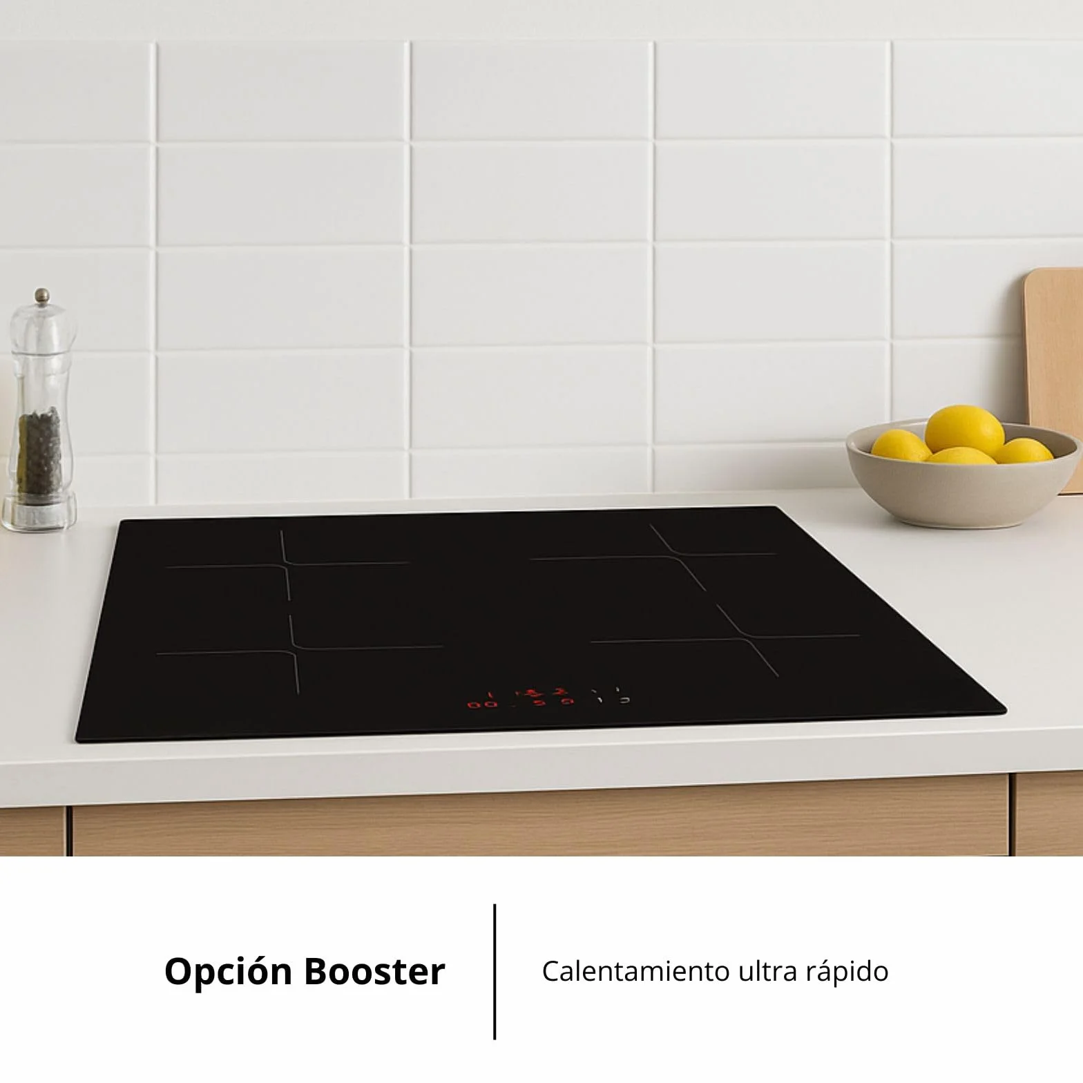Corberó - Placa de Inducción 60cm | CCIM472 | 7200 W| 4 Zonas | Booster | Inverter | Control Táctil | Temporizador | Bloqueo Infantil | Desconexión automática | Negro