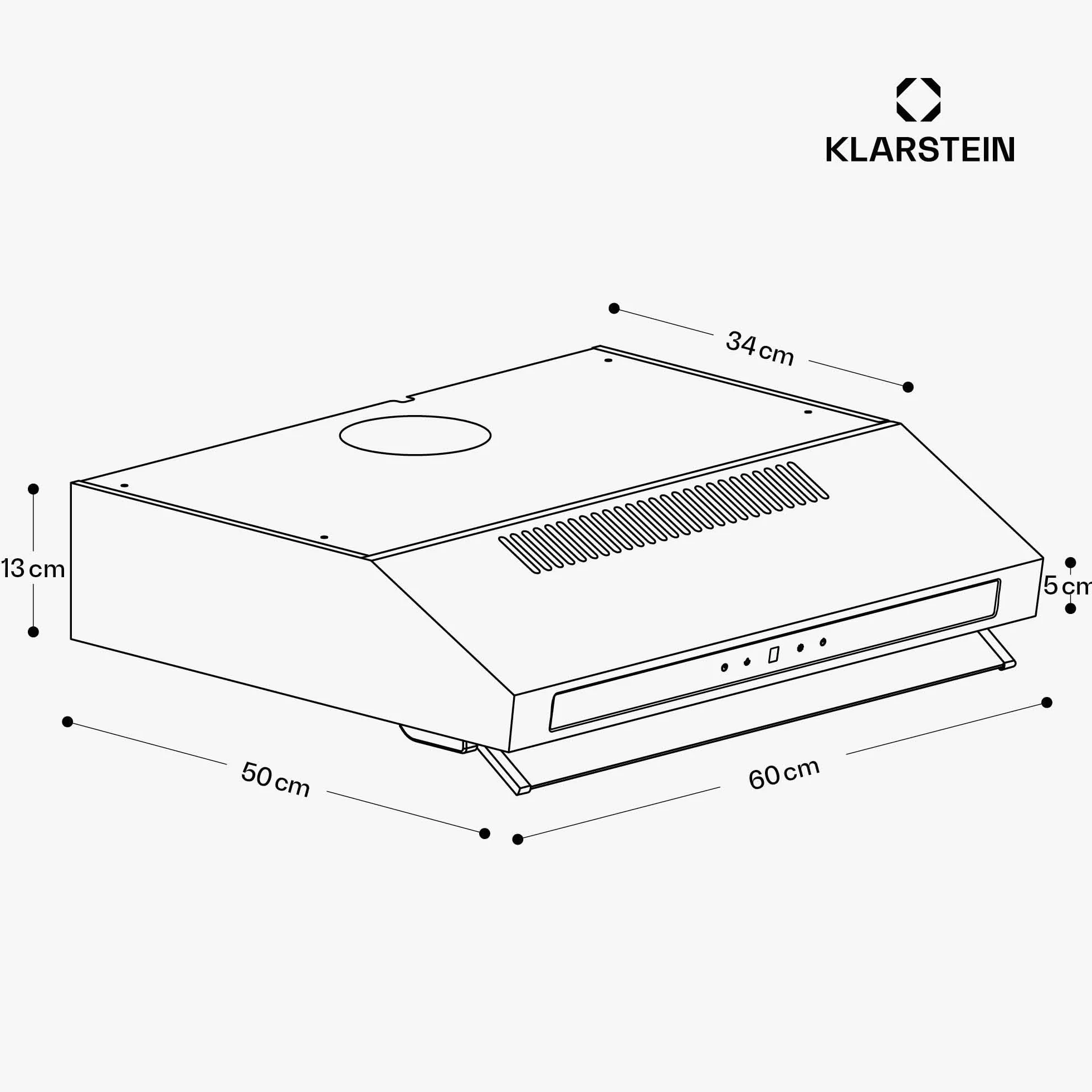 Klarstein Purista Force Campana Extractora 60cm Integrada Panel Táctil Led 400 m³/h Doble Motor Eficiencia Energética C Iluminación Led Filtro de Carbón Negro