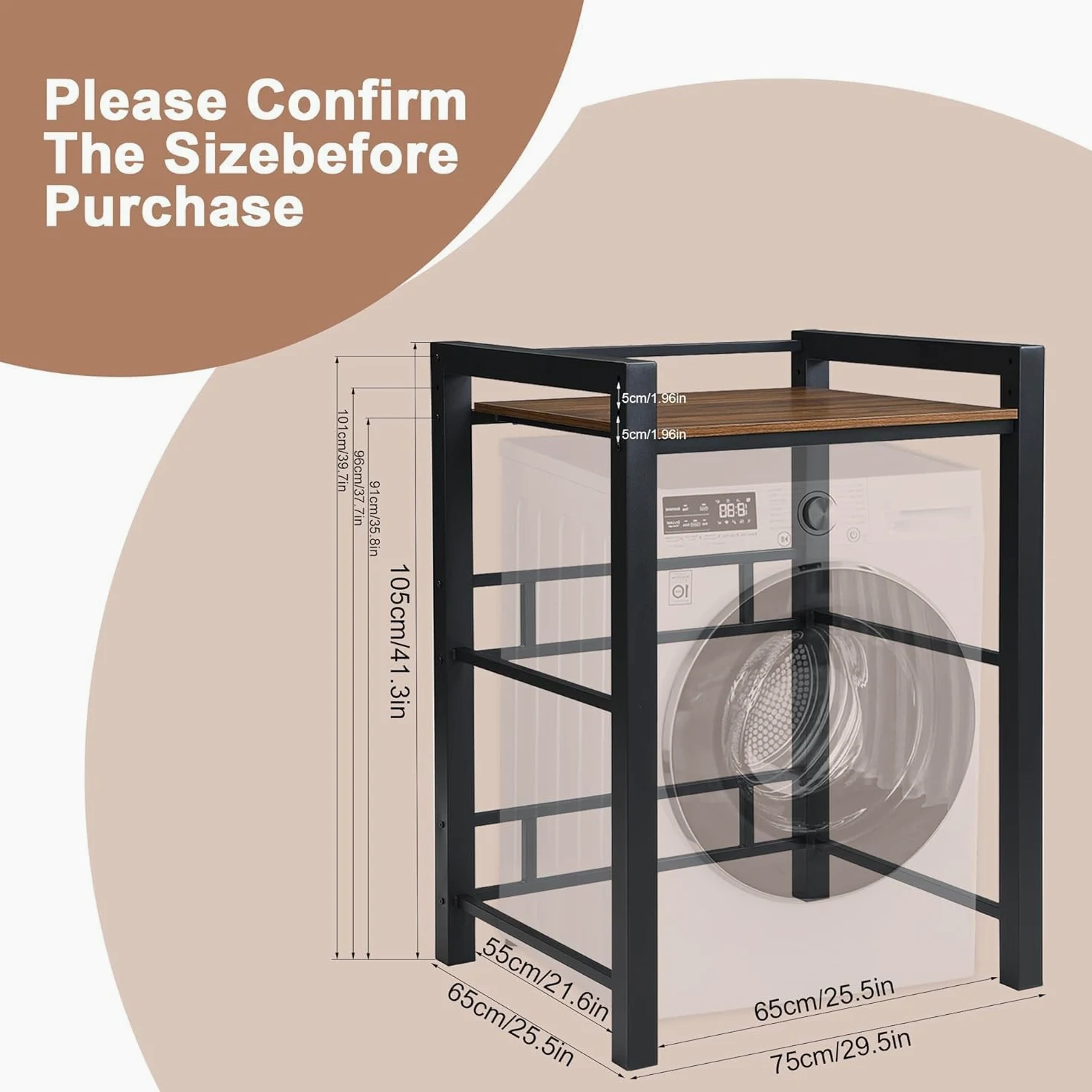 Mueble Lavadora Secadora, Soporte Secadora Sobre Lavadora, Estantería Lavadora, Armario Lavadora Secadora con 3 Alturas Ajustables, Capacidad de Carga 350kg, Para BañO, BalcóN, Lavandería