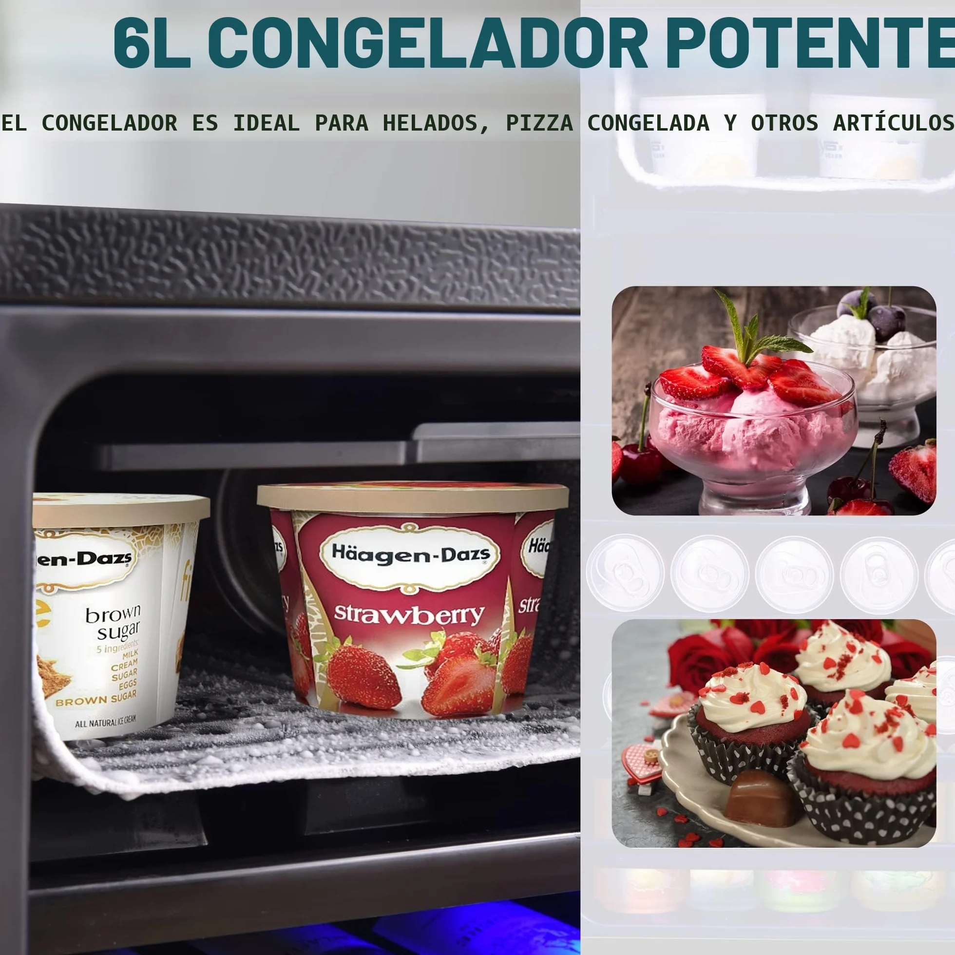 Merax Frigorífico Mini 76L, Freestanding Enfriador de bebidas con refrigerador de 70L + congelador de 6L, con iluminación interior LED y estantes ajustables, súper silencioso para restaurante bar