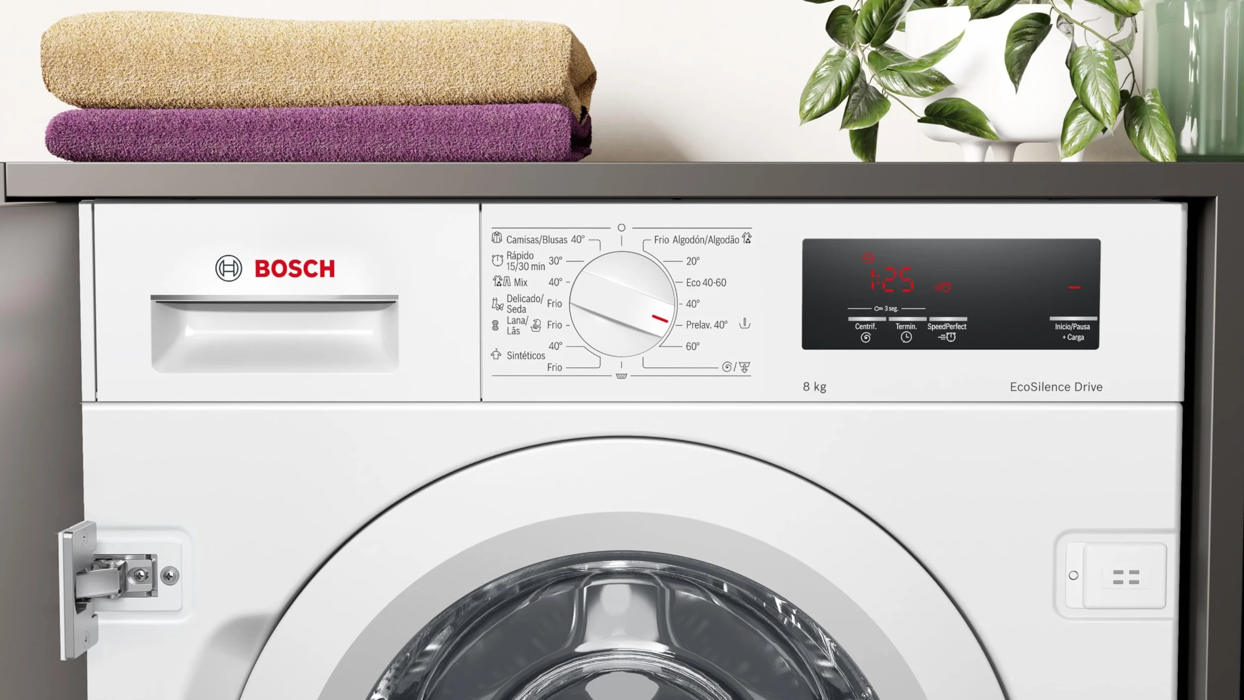 Bosch Lavadora Integrable, 60 cm, 8 kg, Serie 6, EcoSilence, Blanco, WIW24307ES