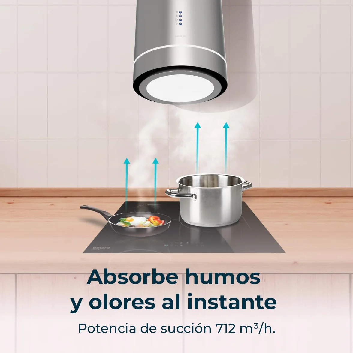 Cecotec Campana Extractora 38cm Isla Redonda Bolero Flux Ire 388000 Inox A++ 800M3/H 210W