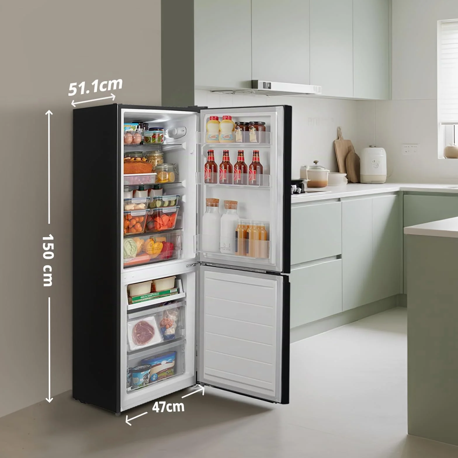 Comfee' RCB169DK2(E) Refrigerador con Congelador 150 cm Low Frost 195 kWh/año 174L Negro
