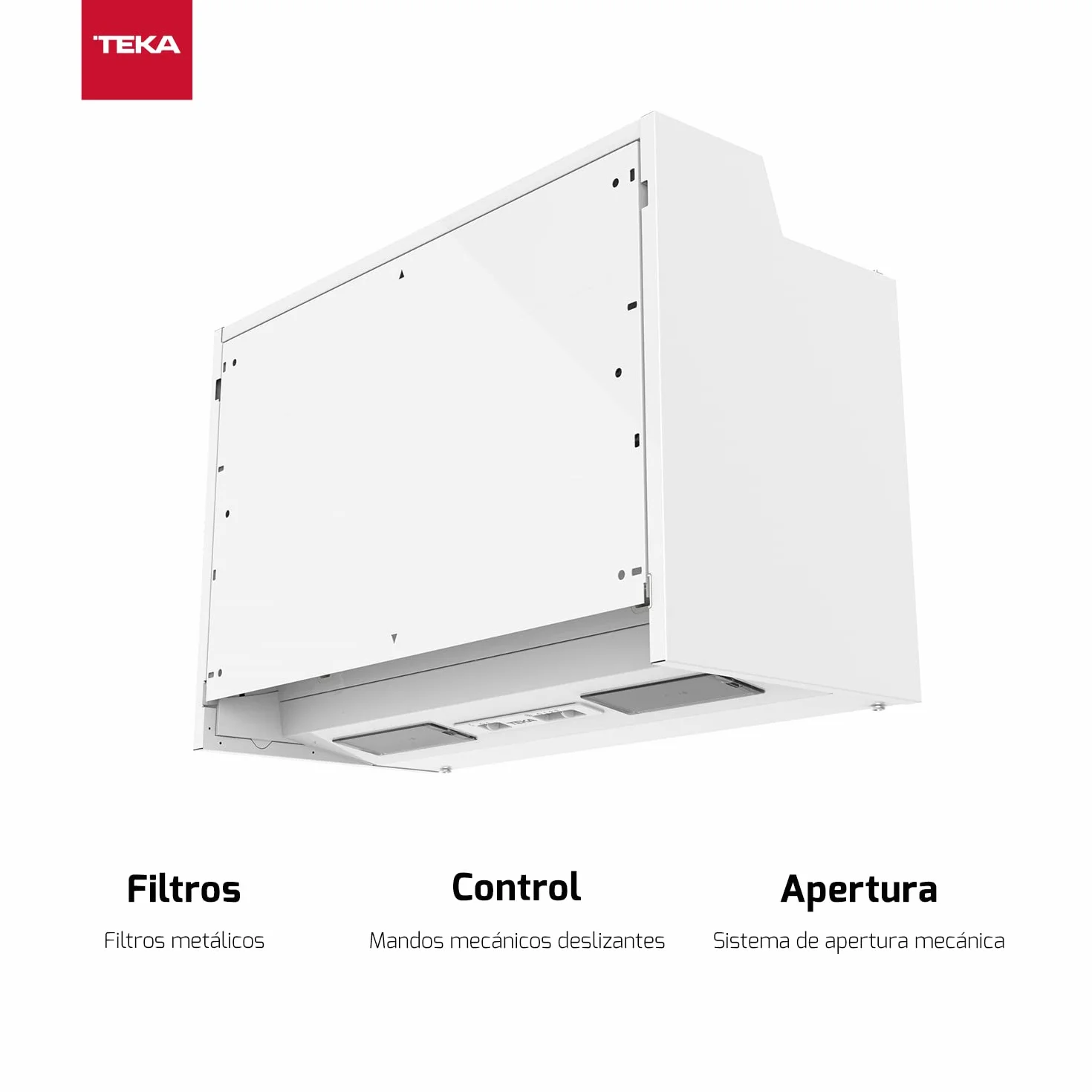 TEKA Campana Extractora Integrada 60 cm, 1 Motor, 3 Velocidades, 284 m3/h, 2 Lámparas LED, Mandos Mecánicos Deslizantes, NR1 63020 SOS