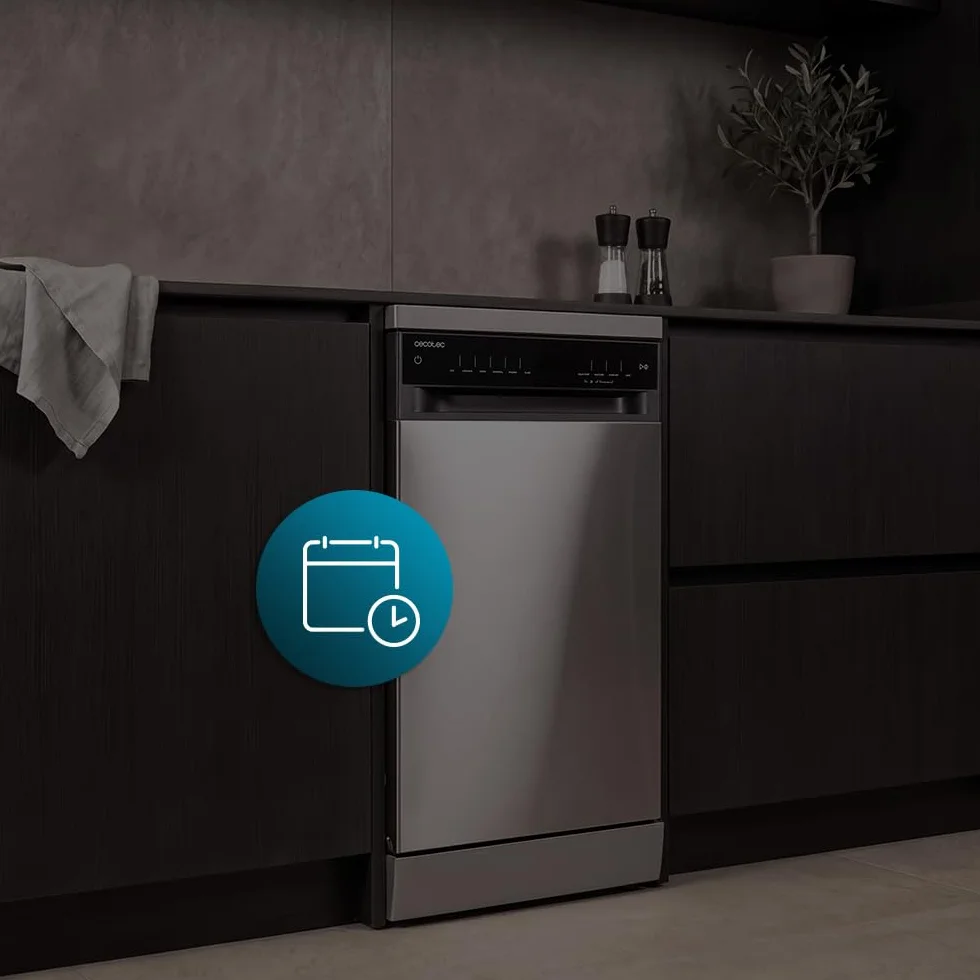 Cecotec Lavavajillas 45 cm Libre Instalación Bolero Aguazero 4560 Inox Connected 11 Cubiertos 9 Programas Motor Inverter Plus Duo Panel Touch WIFI