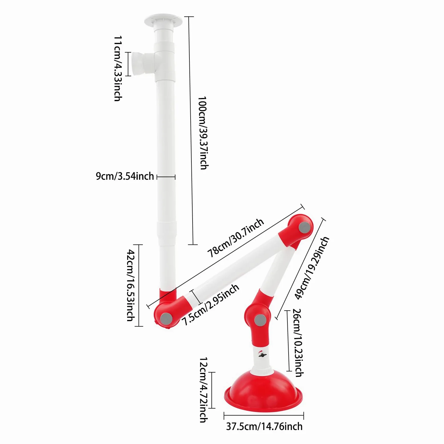 Campana Extractora de laboratorio universal con válvula ajustable,Campana de extracción giratoria 360° de polipropileno y aluminio con 375mm abertura de campana,para la ventilación de gases de escape