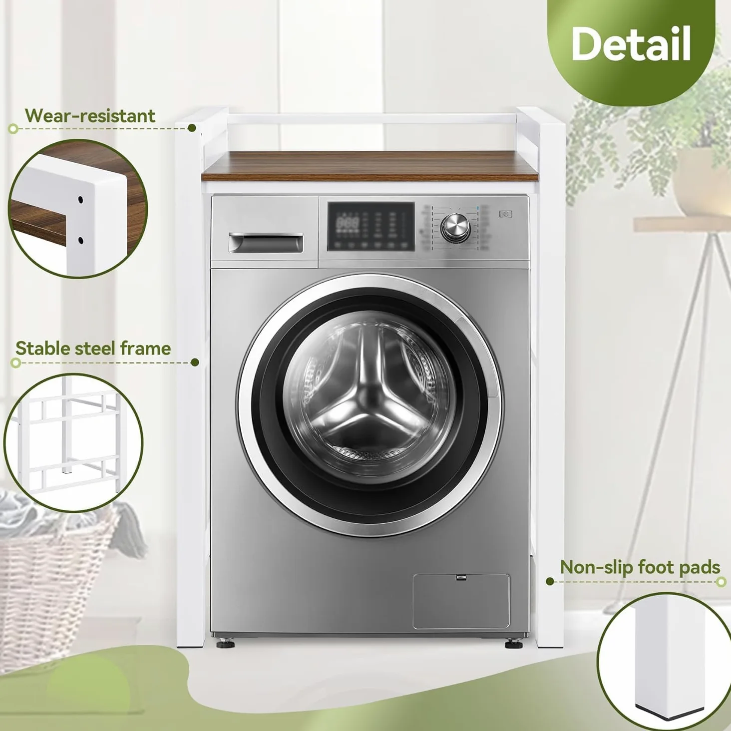 Mueble Lavadora Secadora, Soporte Secadora Sobre Lavadora, Estantería Lavadora, Armario Lavadora Secadora con 3 Alturas Ajustables, Capacidad de Carga 350kg, Para BañO, BalcóN, Lavandería