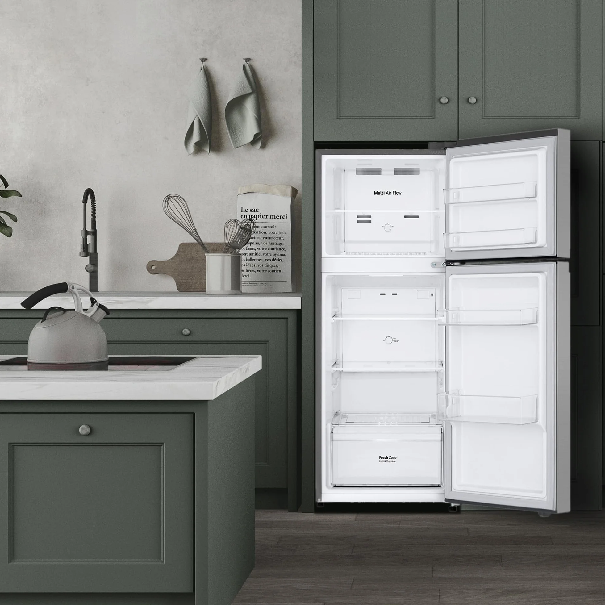 LG GTBV22PYNJ - Frigorífico Dos Puertas Total No Frost, 1,45m, Clasificación E, Inox antihuellas