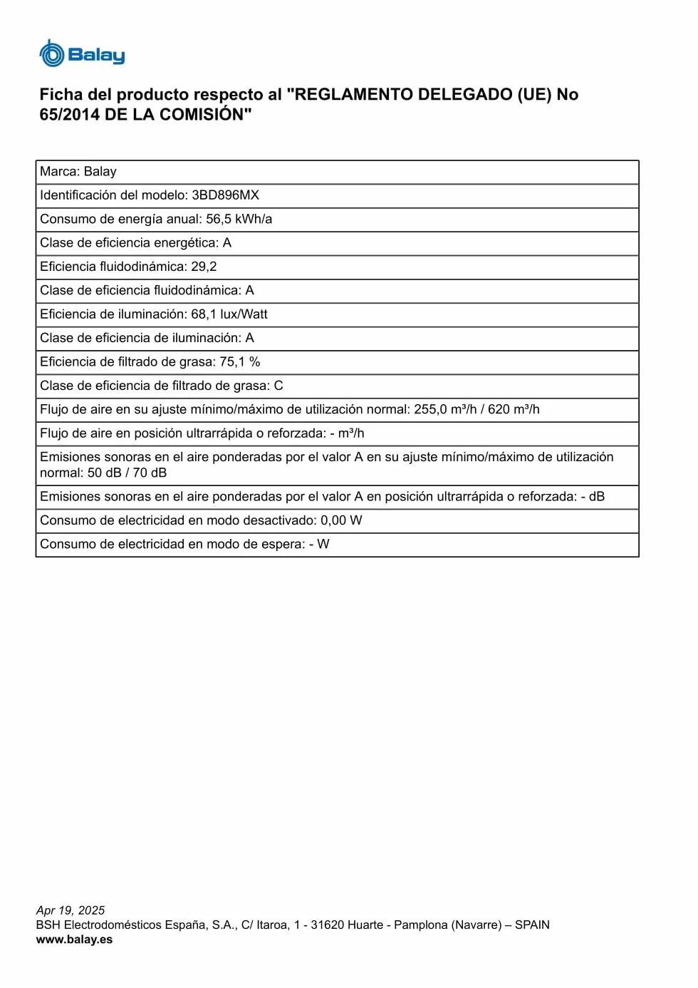 Balay – Campana Extractora Decorativa Integrable, 90 cm de ancho, 3 potencias de extracción, Instalación en Salida de Humos o Recirculación, Acero Inoxidable, 3BD896MX