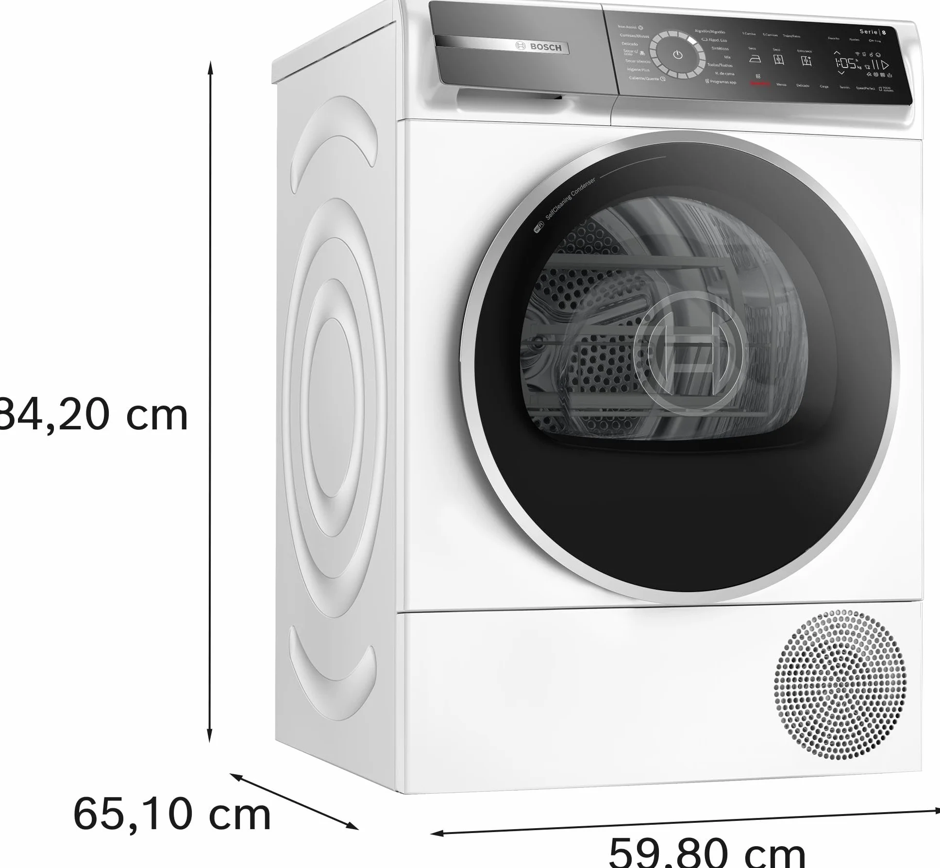 Bosch Secadora con Bomba de Calor, 9 kg, Serie 8, Home Connect, Reverse Drum, AutoDry, Blanco, WQB246C0ES