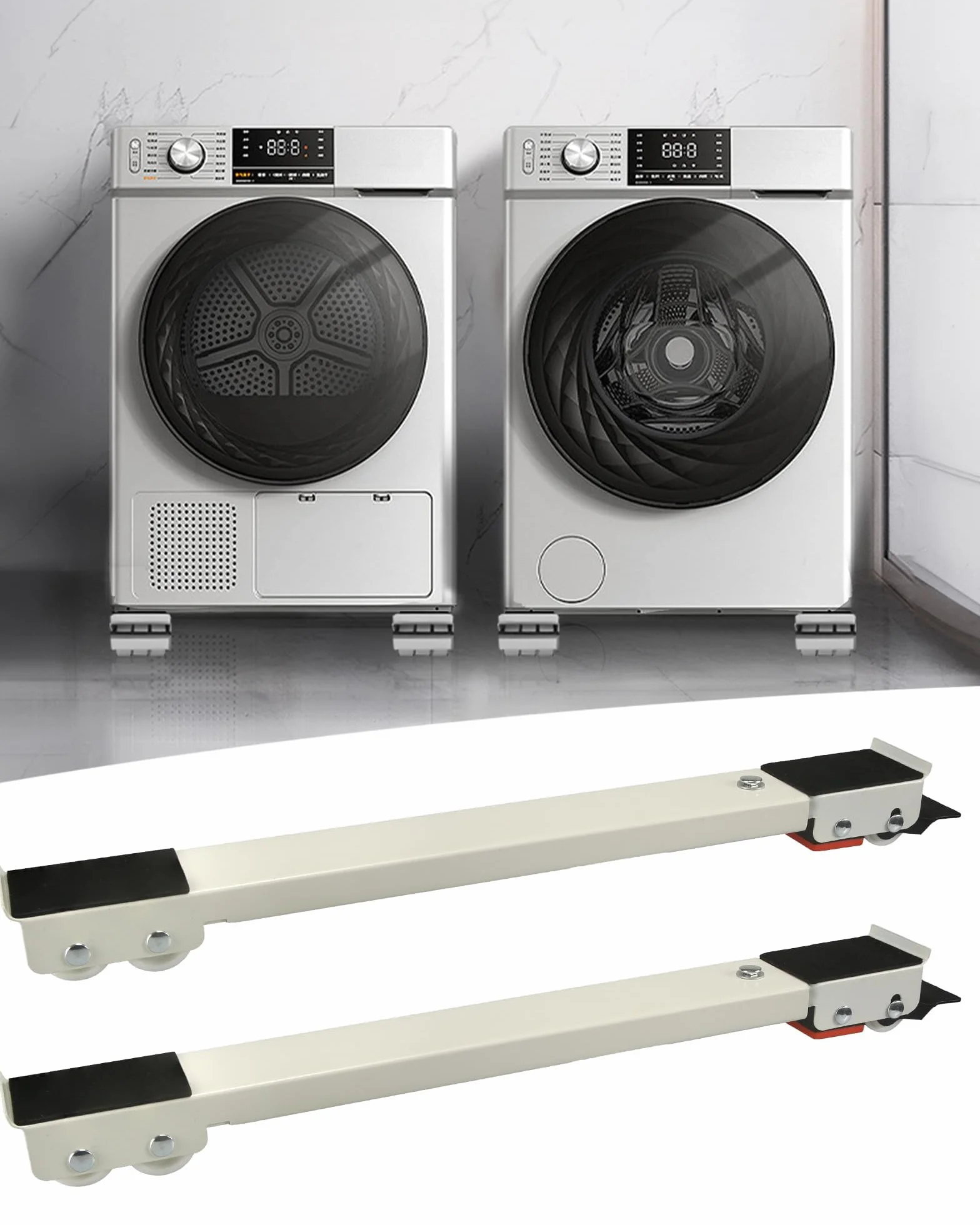 Rodillos para Electrodomésticos - Carro Móvil para Lavadora y Muebles de Acero Ajustable y Extensible - Transportador Pesado para Lavadoras, Secadoras, Refrigeradores y Muebles
