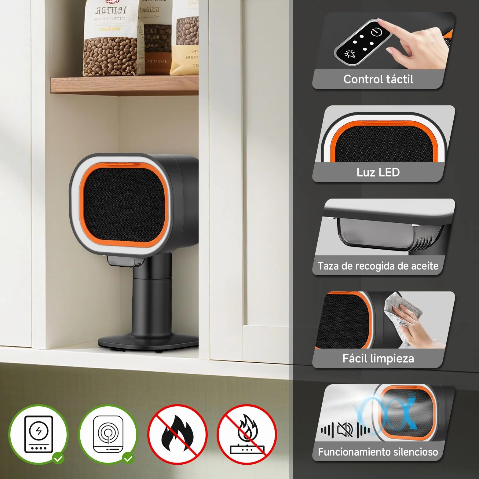 AMZCHEF Campana extractora portátil con altura telescópica e inclinación de 40°, 4 modos de velocidad, silenciosa, filtro de aluminio de gran calibre para apartamentos/BBQ/RV
