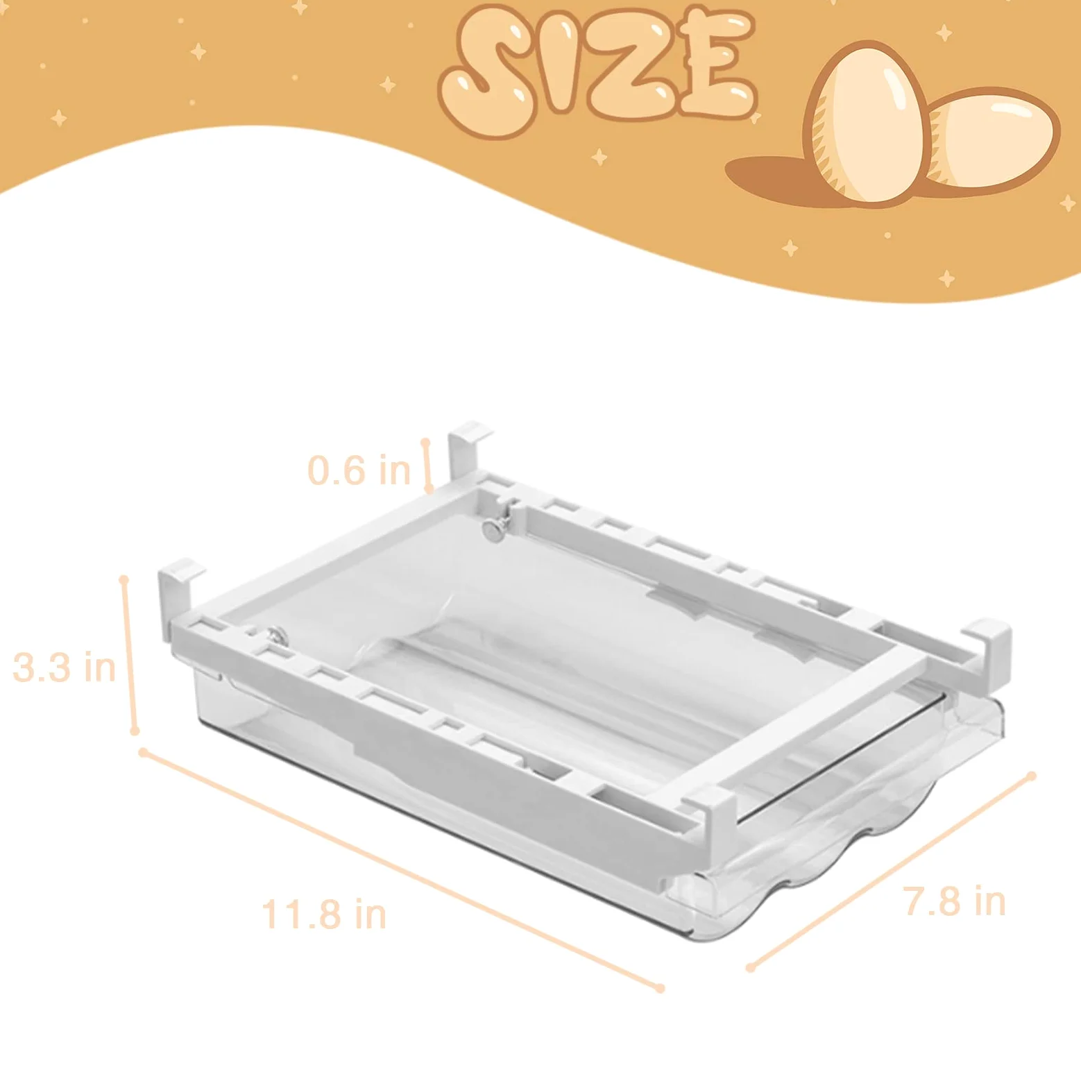 Portahuevos para nevera, mini organizador de cajones para nevera, bandeja de almacenamiento de huevos transparente de plástico transparente