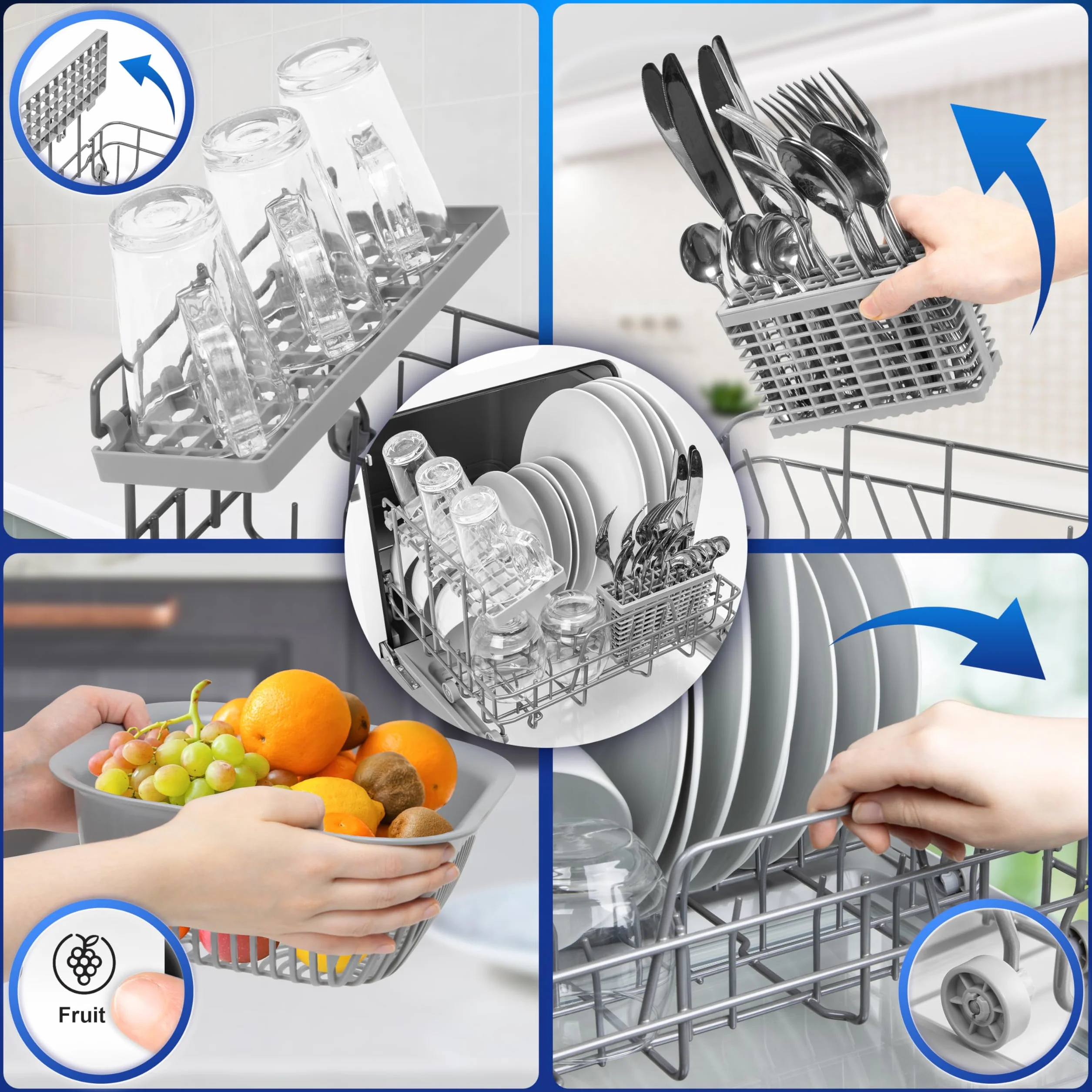 Duronic DW5 WE Lavavajillas pequeño - Lavavajillas Portatil sin Instalacion, Mini lavavajillas compacto, Máquina Lavar Loiça, Maquina de Lavar Loiça, 6 programas, 950W, Secado rápido, 52.3 dB