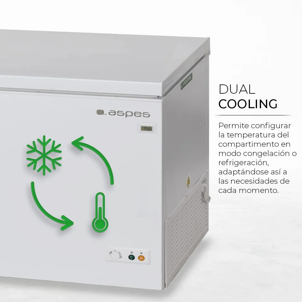 Aspes Congelador horizontal Blanco ACH6200EDC. Capacidad 600 Litros, Dual Cooling, 2 Cestas, Bajo nivel Sonoro, Eficiencia Energética Clase C