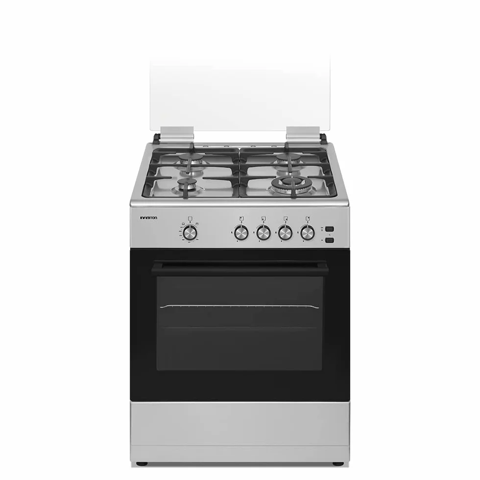 INFINITON Cocina de gas CC61EHX - Ancho 60cm, 4 Zonas, Inox, Quemadores con seguridad FFSD, compatible gas Natural y Butano