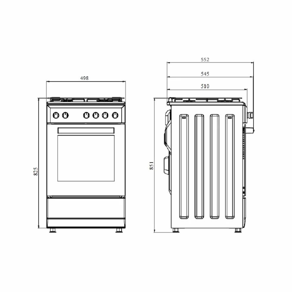 Svan Cocina Mixta gas Butano 4 Zonas Inox SKM4500X. Kit Conversión Gas Natural, Acabado en Inox