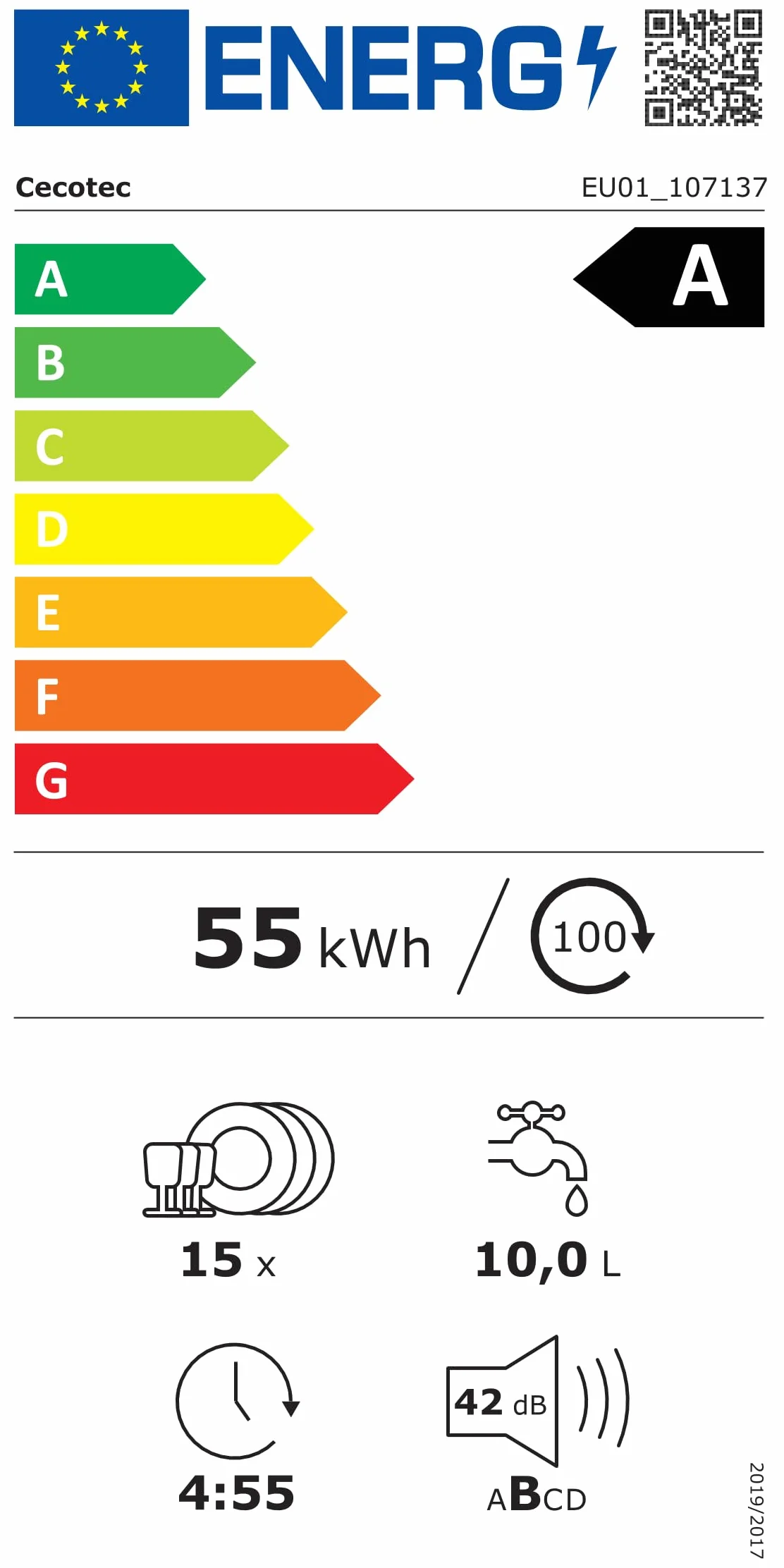 Cecotec Lavavajillas Independiente 60 cm Bolero Aguazero 6900 Inox 15 Cubiertos 8 Programas Clase A Motor Inverter Plus