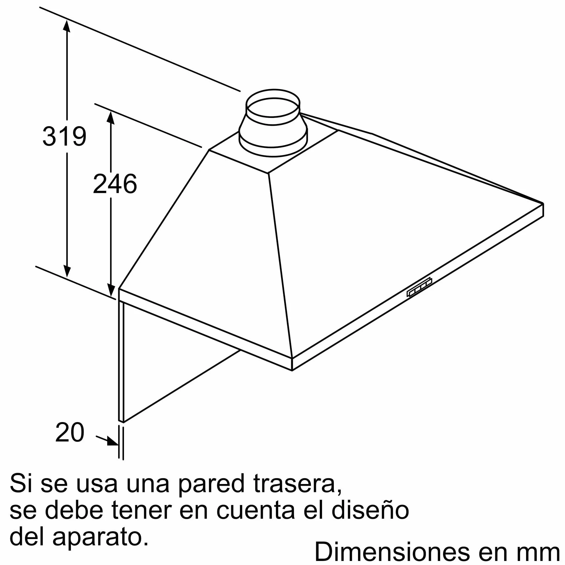 Balay - Campana Exrtactora Decorativa de Pared Piramidal, 90 cm de ancho, 3 potencias de extracción, Instalación en Salida de Humos o Recirculación, Acero Inoxidable, 3BC696MX