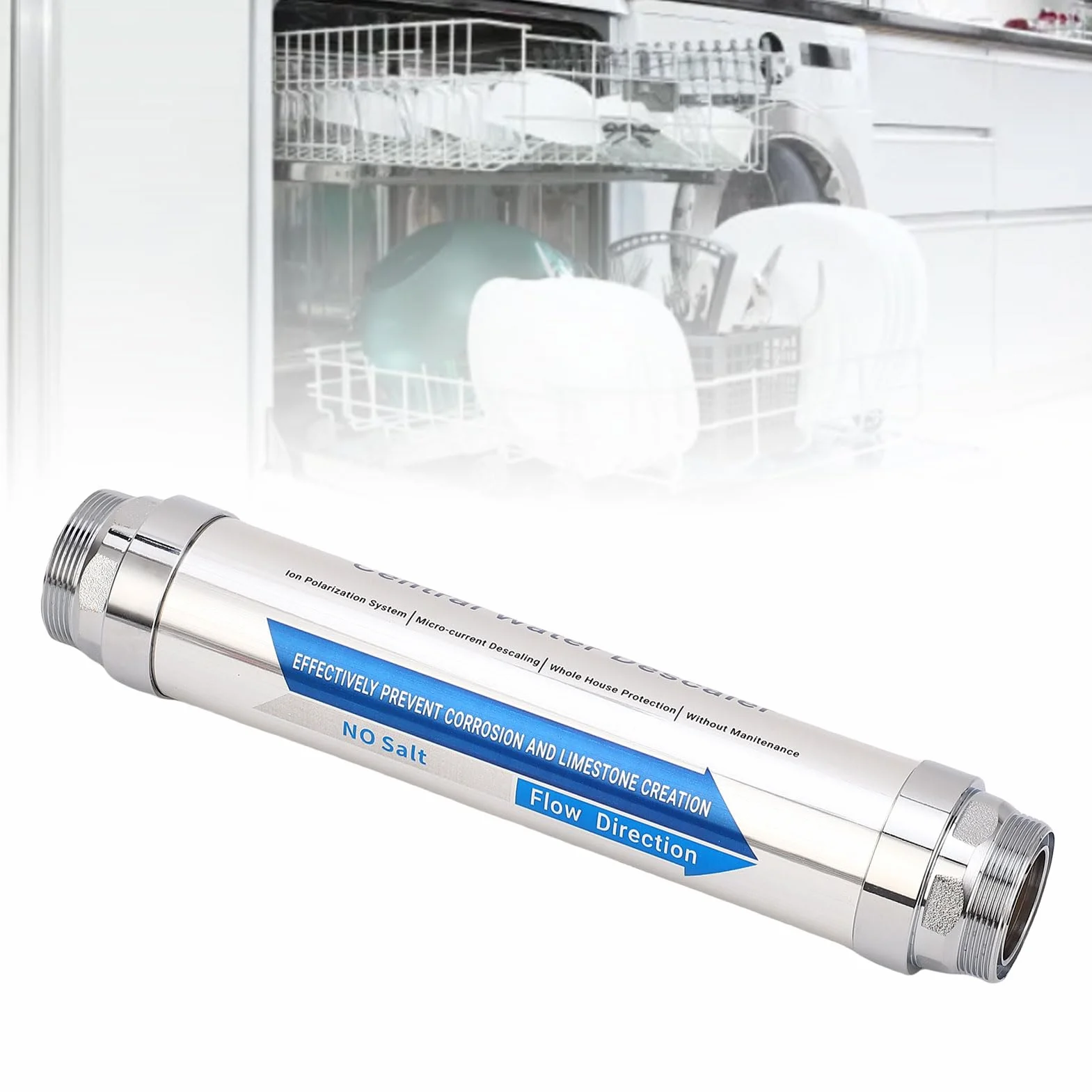 Ejoyous Suavizador de Agua Magnético Descalcificador de Agua con Acero Inoxidable 304 0,5 W 32 a 212 F para Ducha de Toda la Casa Lavavajillas Calentador Solar Reducción de Escala (Acero inoxidable)
