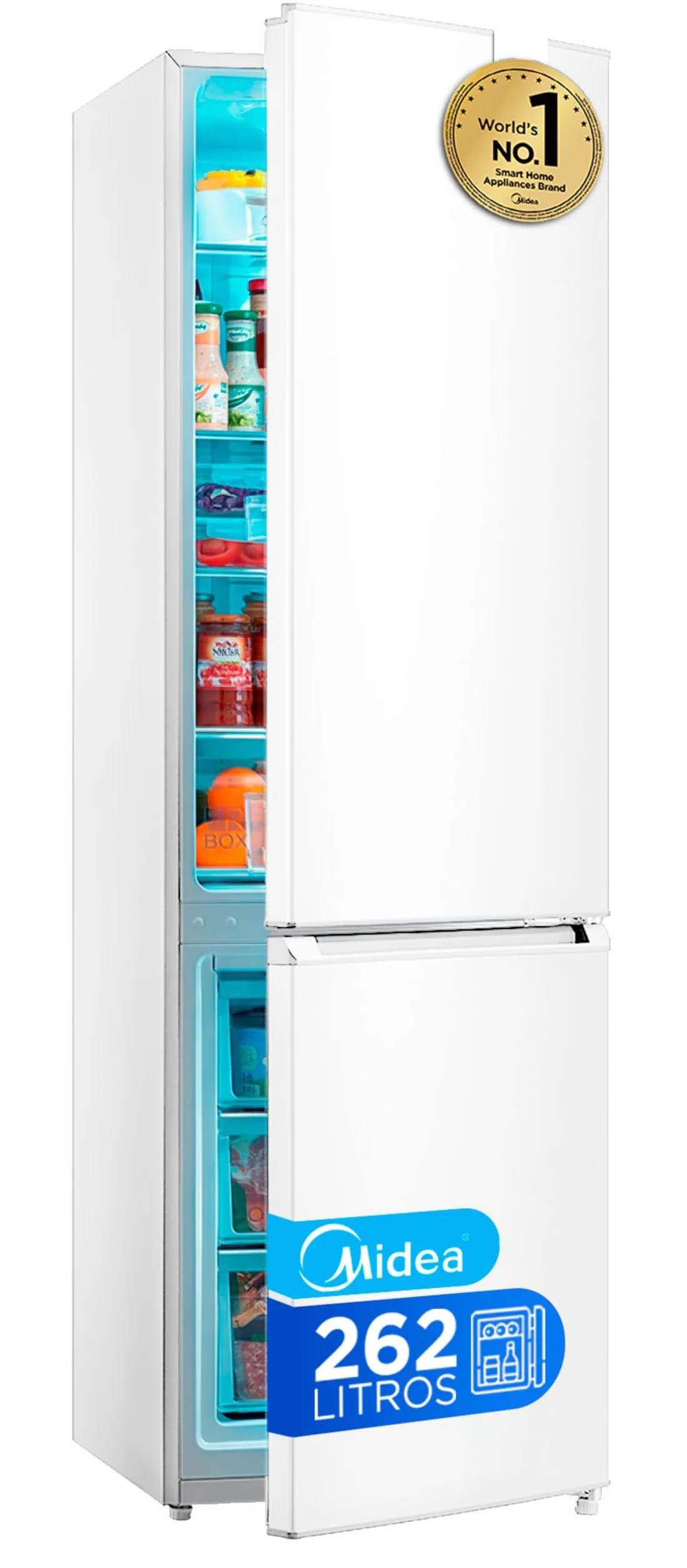 Midea Frigorífico Combi Blanco 262 L 55x177 cm Congelador 65L Low Frost Nevera Combi