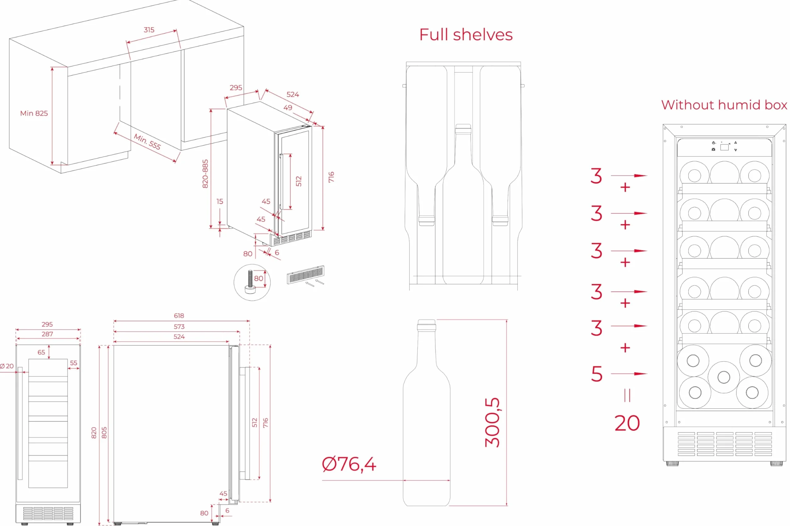 Teka - Vinoteca - Enfriador de vinos independiente con capacidad para 20 botellas y control de temperatura ajustable - Modelo Sommelier RVU 10020 GBK