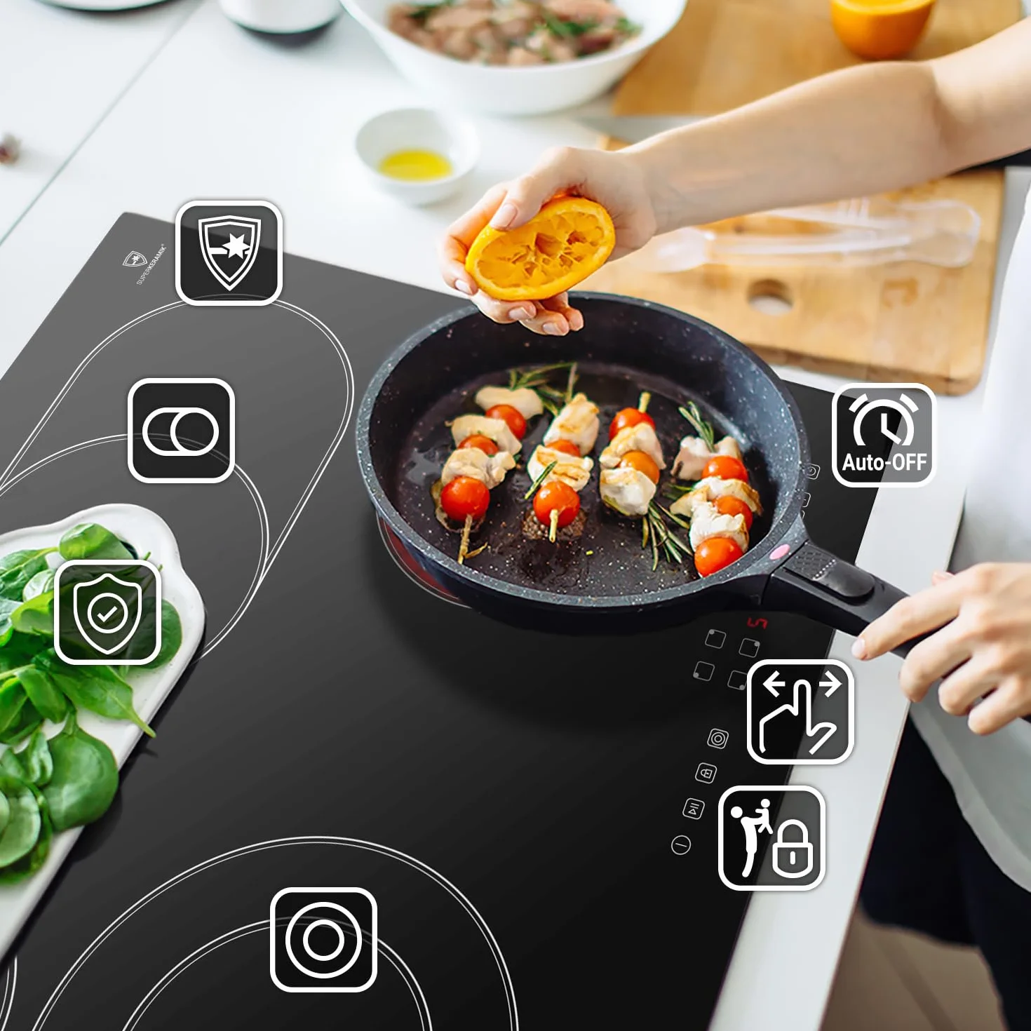 KKT KOLBE Juego de cocina | 60cm Horno electrico empotrable BO8805SS | 59cm Placa vitrocermica CH5901RL | Parrilla | Aire caliente | Temporizador automático | SET8805CH59RL