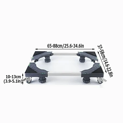 Base ajustable universal con alfombrilla antivibración y ruedas para estabilidad del electrodoméstico