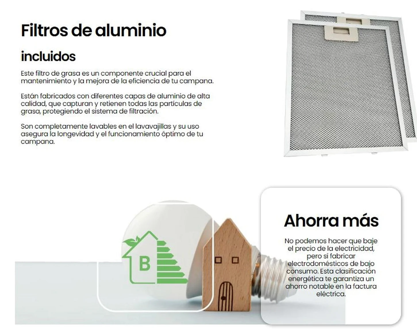 INFINITON Campana Extractora CMPV-620XB10, 200 m3/h, Ancho 60 cm, Altura especial de 105cm para su instalación, Luz LED incorporada,3 Niveles de potencia de succión, Inox