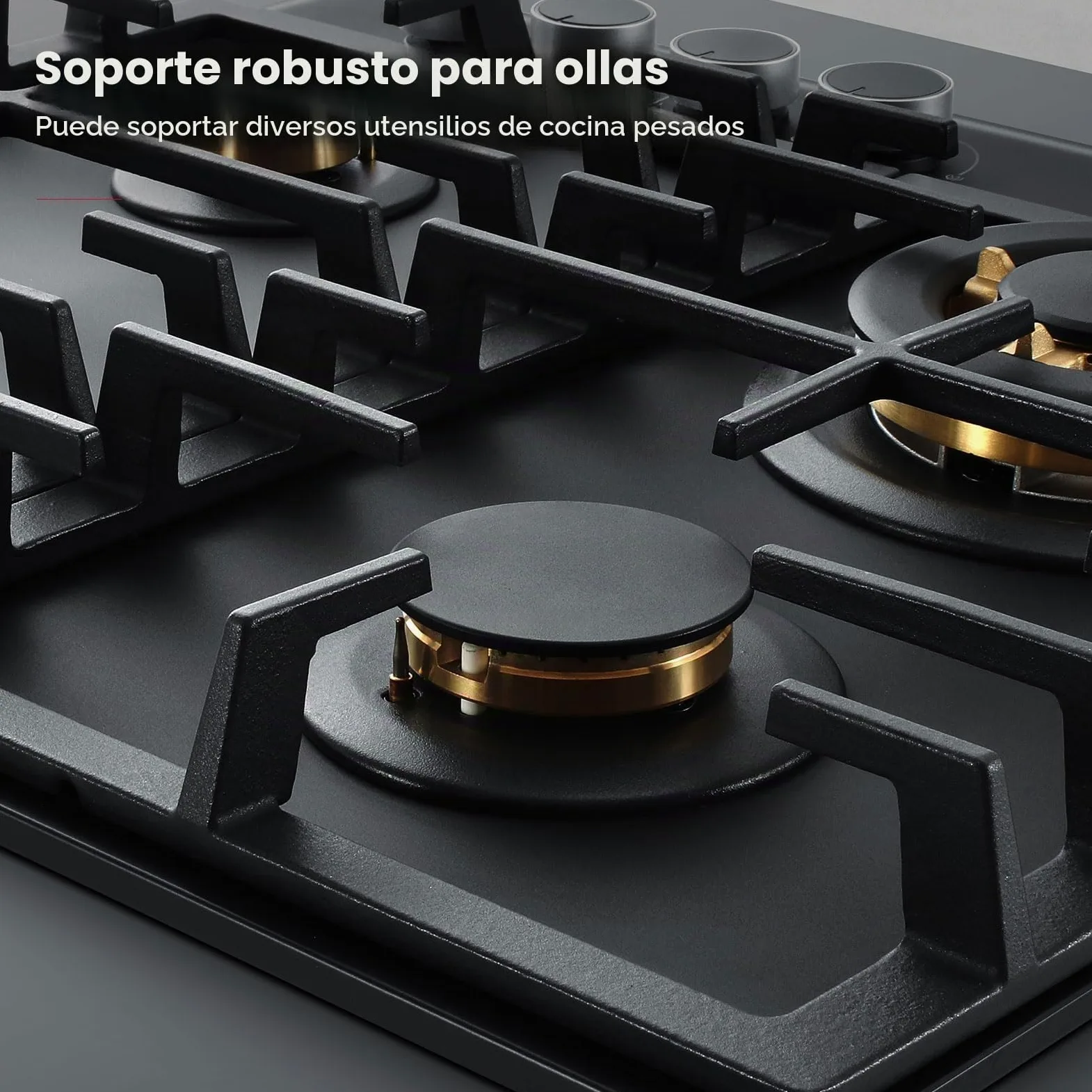 GASLAND PRO GH2604BG1FC - Placa de cocción con 4 luces de cristal, mesa de cocción con botones iluminados, 60 cm con quemadores de latón, compatible con Butano, 8000 W