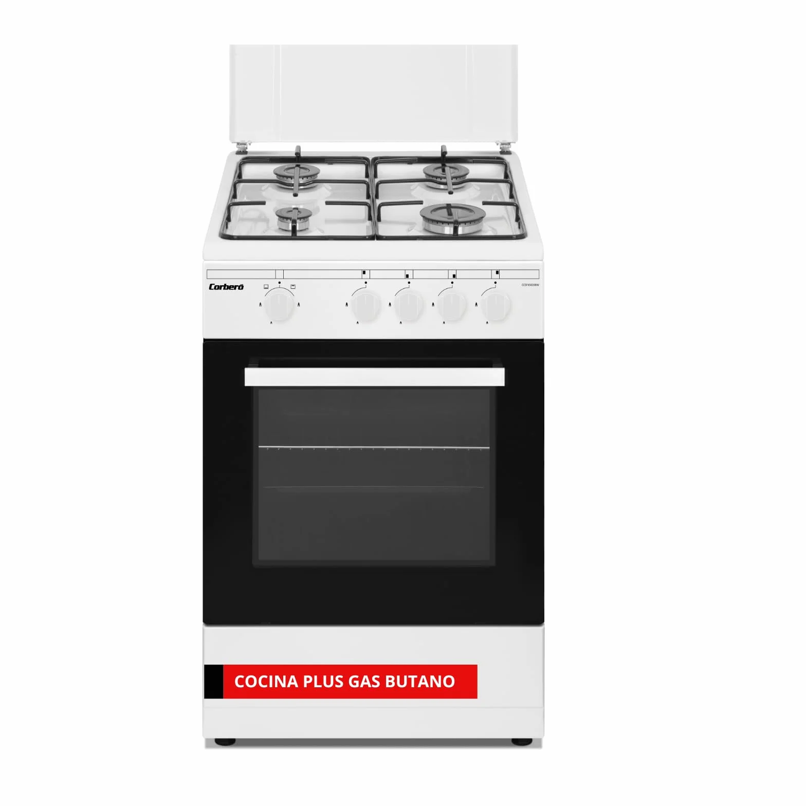 Corberó Cocina Plus 50cm 4 Fuegos Gas Butano Horno 43L Blanco
