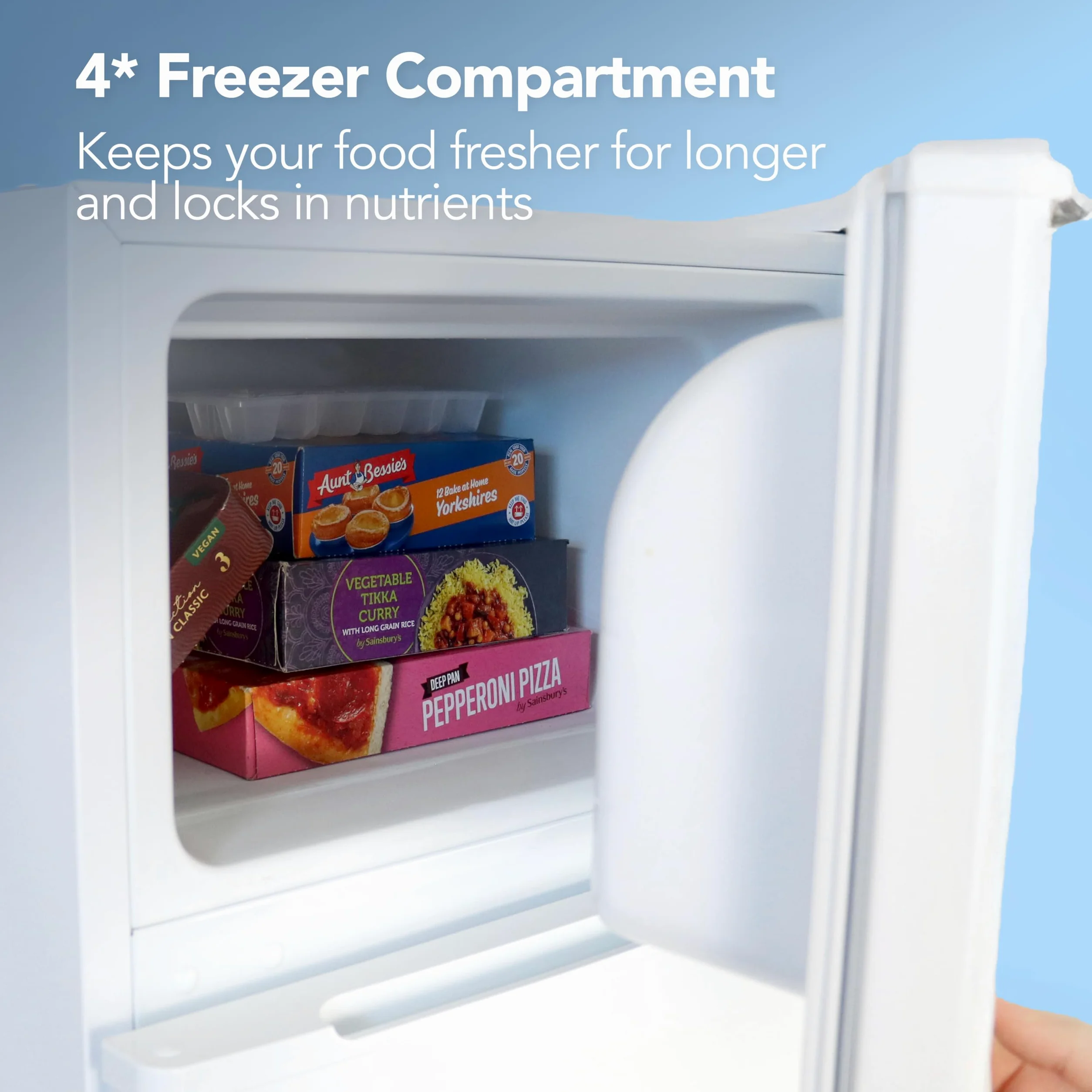 Igenix Ig347 Ancha autoportante Debajo del congelador de refrigerador con 2 estantes y 1 cajón Ensalada, Puerta Reversible, 47 cm, Color Blanco