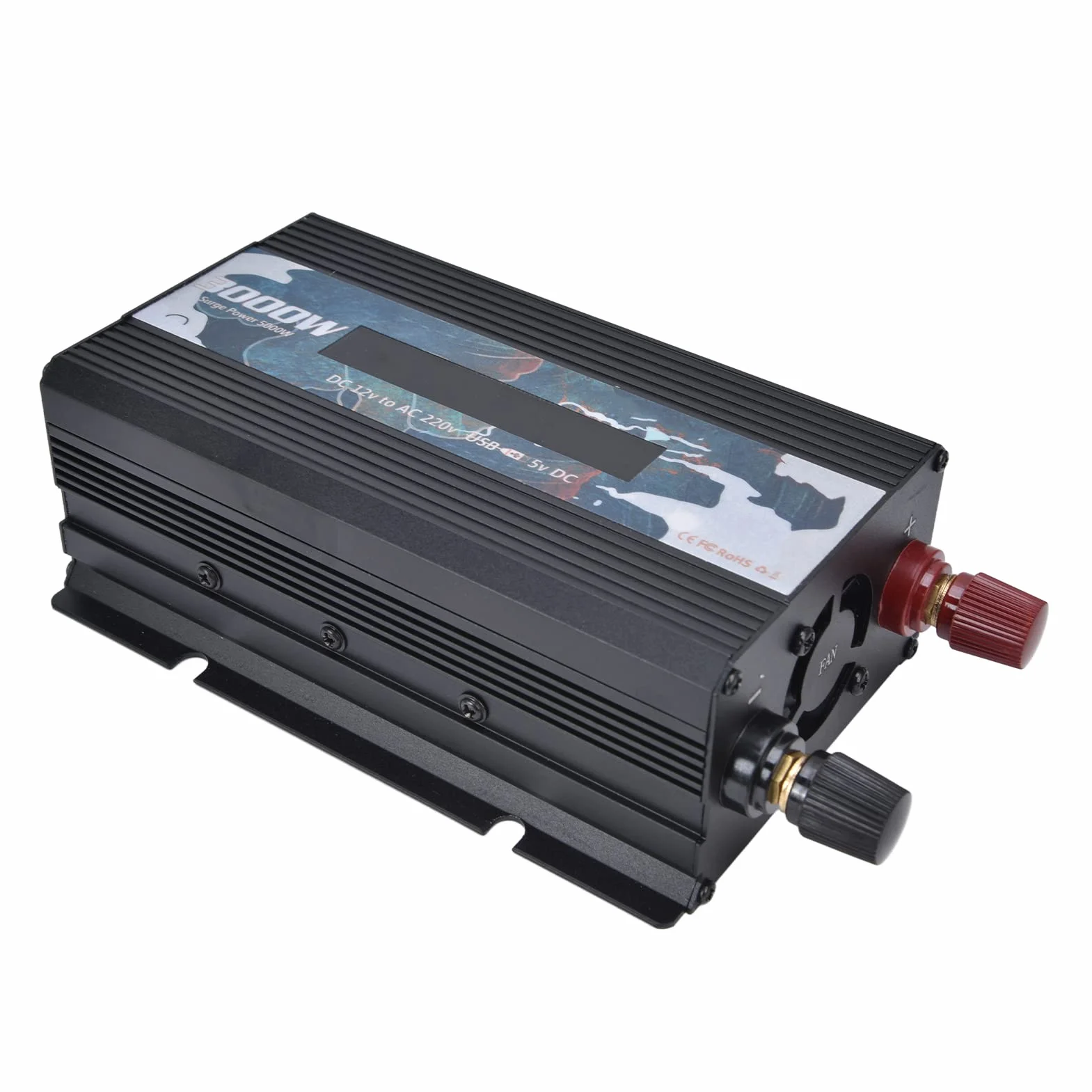 Inversor de Corriente Onda Sinusoidal Pura 300W 12V a 220V Convertidor Potencia Multifuncional para Hogar RV Camión Inversor Eléctrico Batería Energía Solar Inversor Portátil Negro