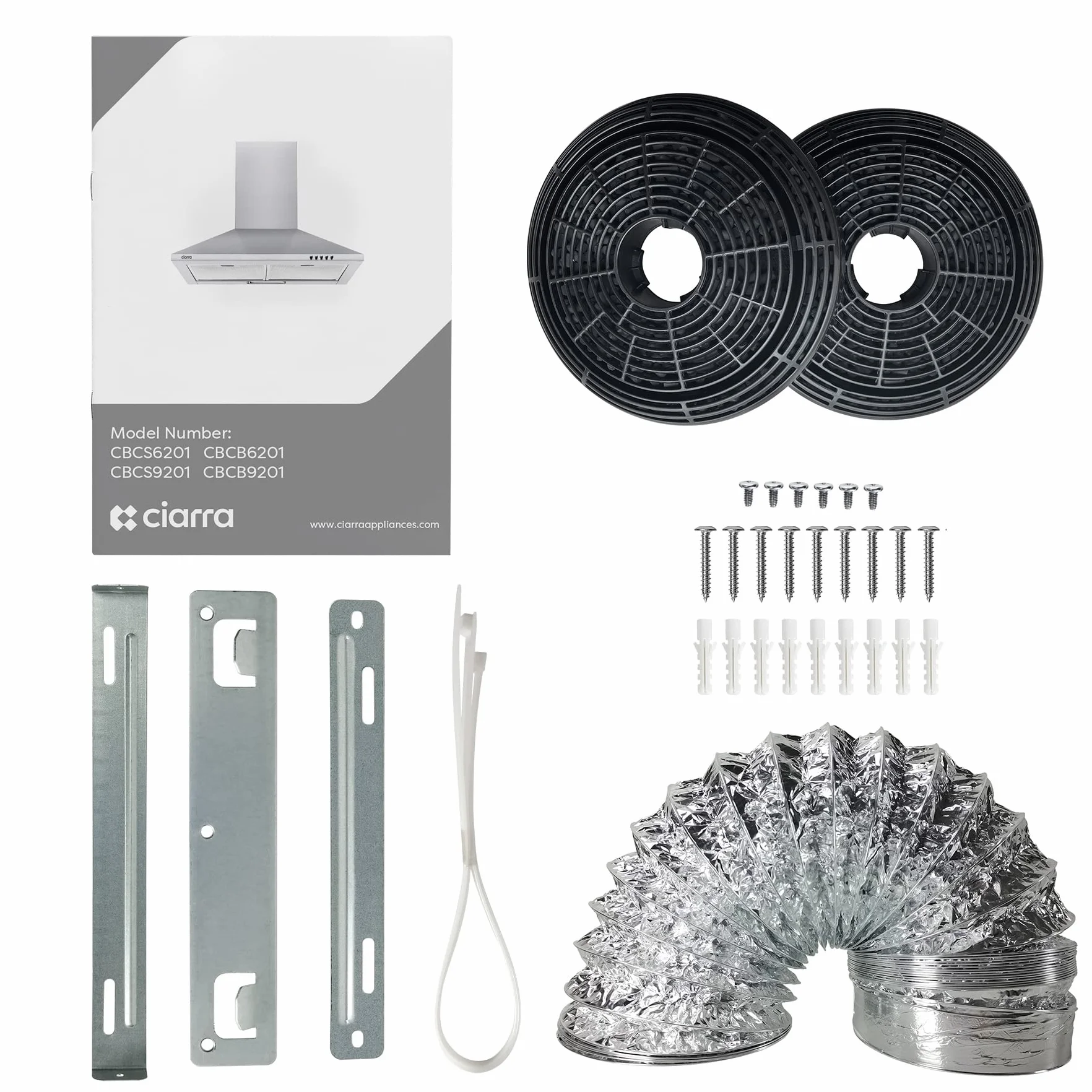 CIARRA ASS9201 Campana Extractora 90cm 406m³/h 60dB Plata | 3 Velocidades Recirculación Interna por Filtro de Carbón CBCF002X2 Acero Inoxidable