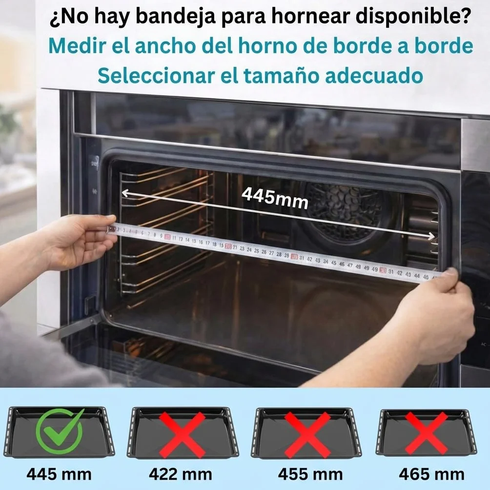 ICQN Bandeja de Horno Profunda 44,5x37,5x5 cm, Compatible con Candy, Bauknecht y Whirlpool, Bandeja Esmaltada para Horno