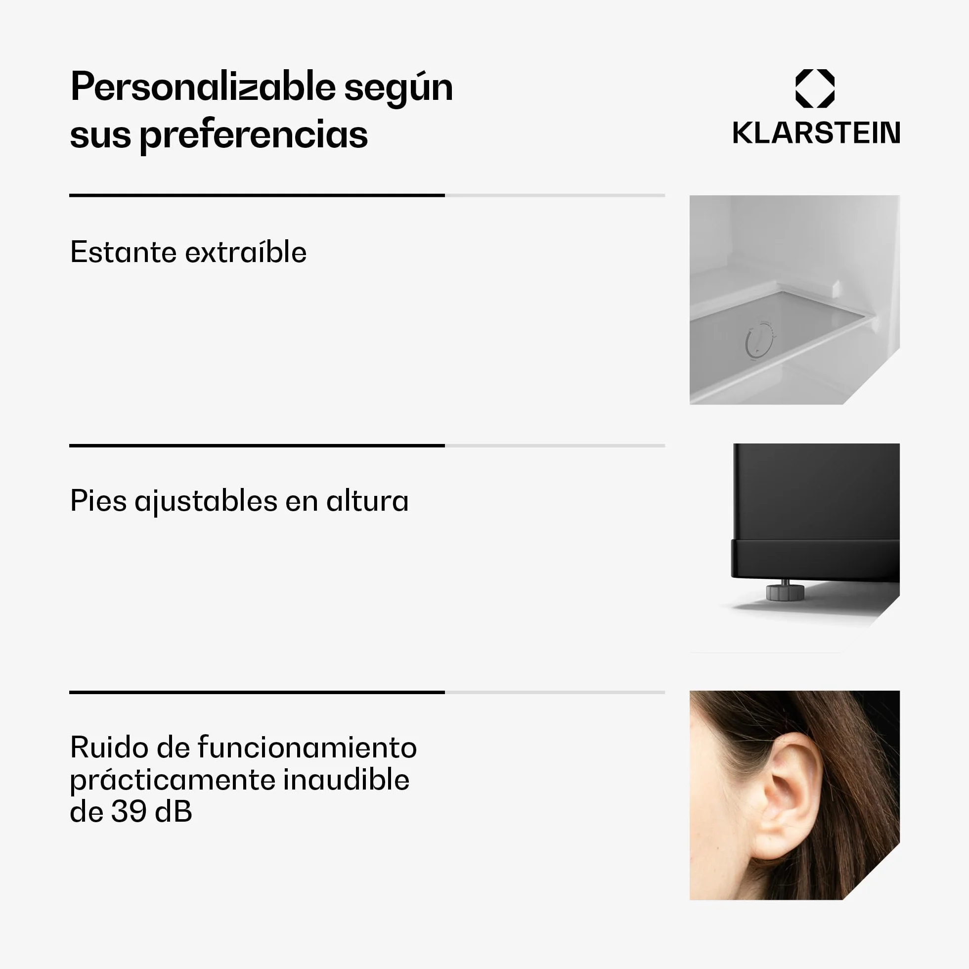 KLARSTEIN Irene Mini Nevera, 31L Nevera/Congelador Compacto Con Temperatura Ajustable -24°C A 10°C, Eficiente Energéticamente, Silencioso 38 Db Para Dormitorios & Espacios Pequeños