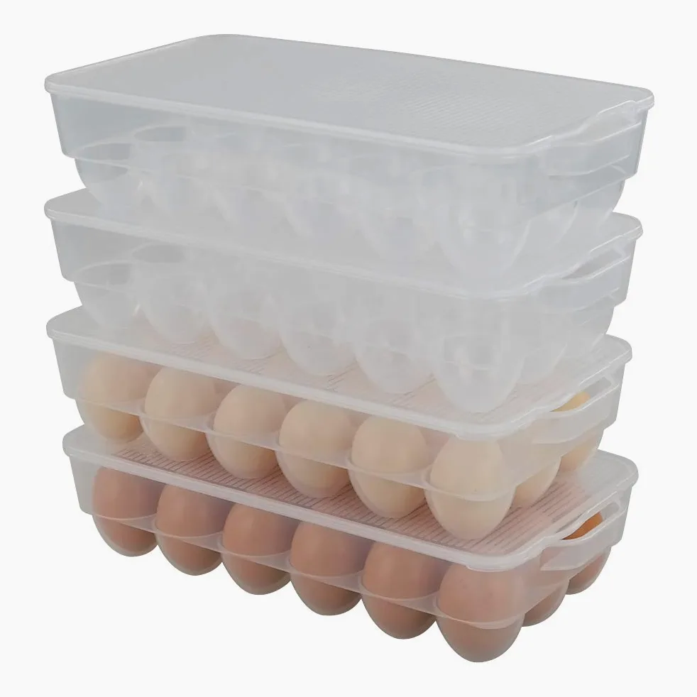 Organizador de huevos para frigorífico (4 unidades, plástico), transparente