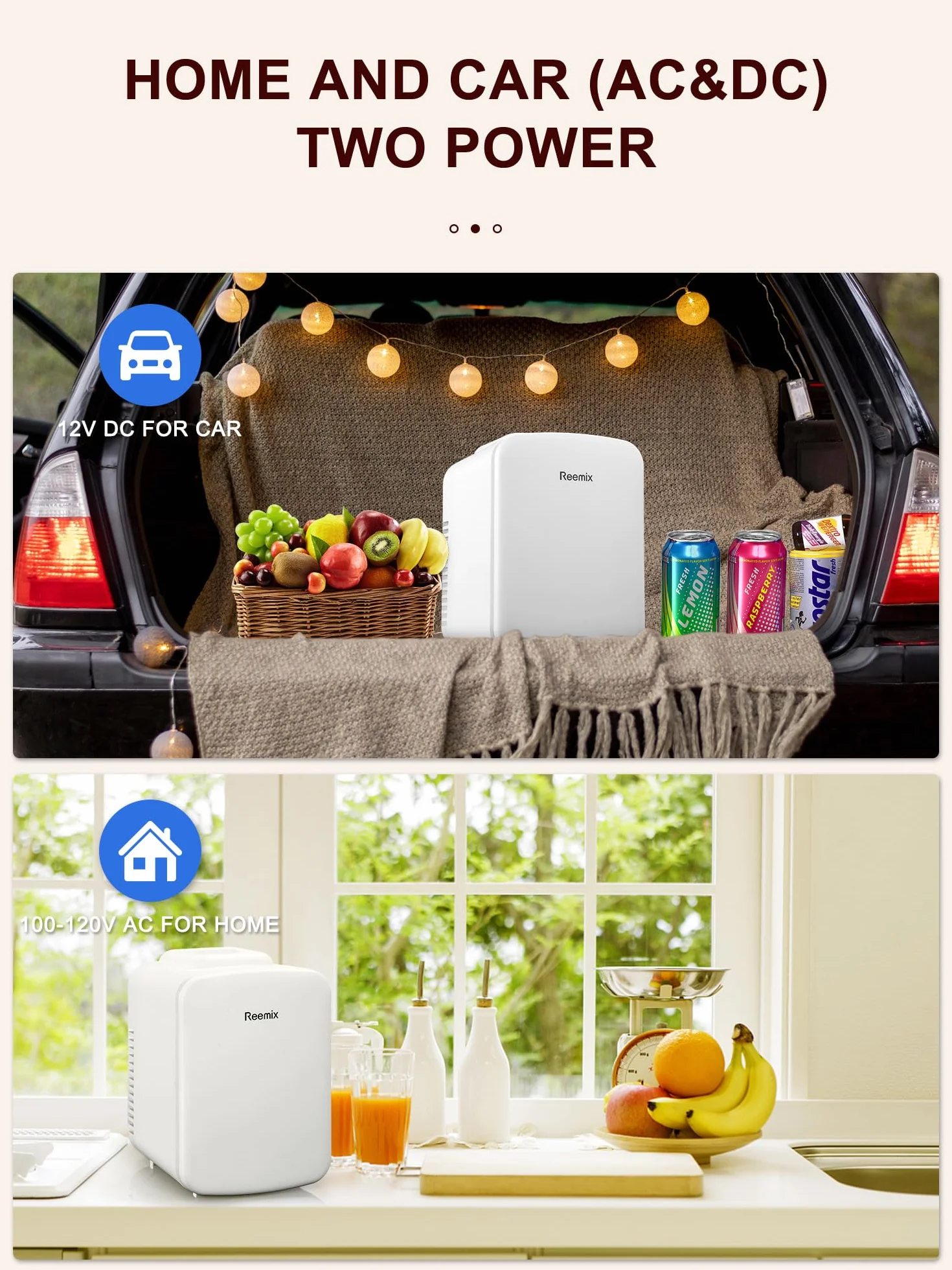 Reemix Mini Nevera Portátil de 4 Litros/6 latas, Refrigerador Personal Para el Cuidado de la Piel, Cosméticos, Bebidas, Alimentos, Ideal Para Dormitorio, Oficina, Coche (Blanco)