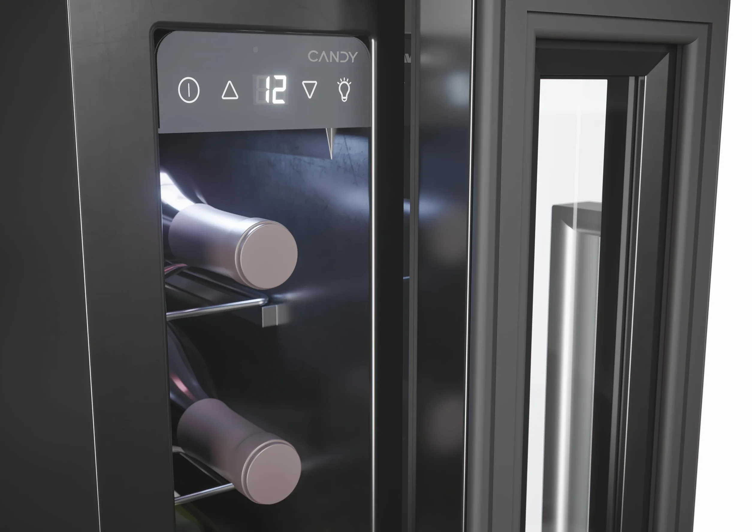 CANDY DiVino CCVB 15/1, Vinoteca Integrable Estrecha, 20L, 7 Botellas, Puerta Reversible, 6 Baldas, Tratamiento Anti-UV, Compresor Antivibraciones, LED, Temperatura 5º a 18º, 39DB, Clase C, Negro