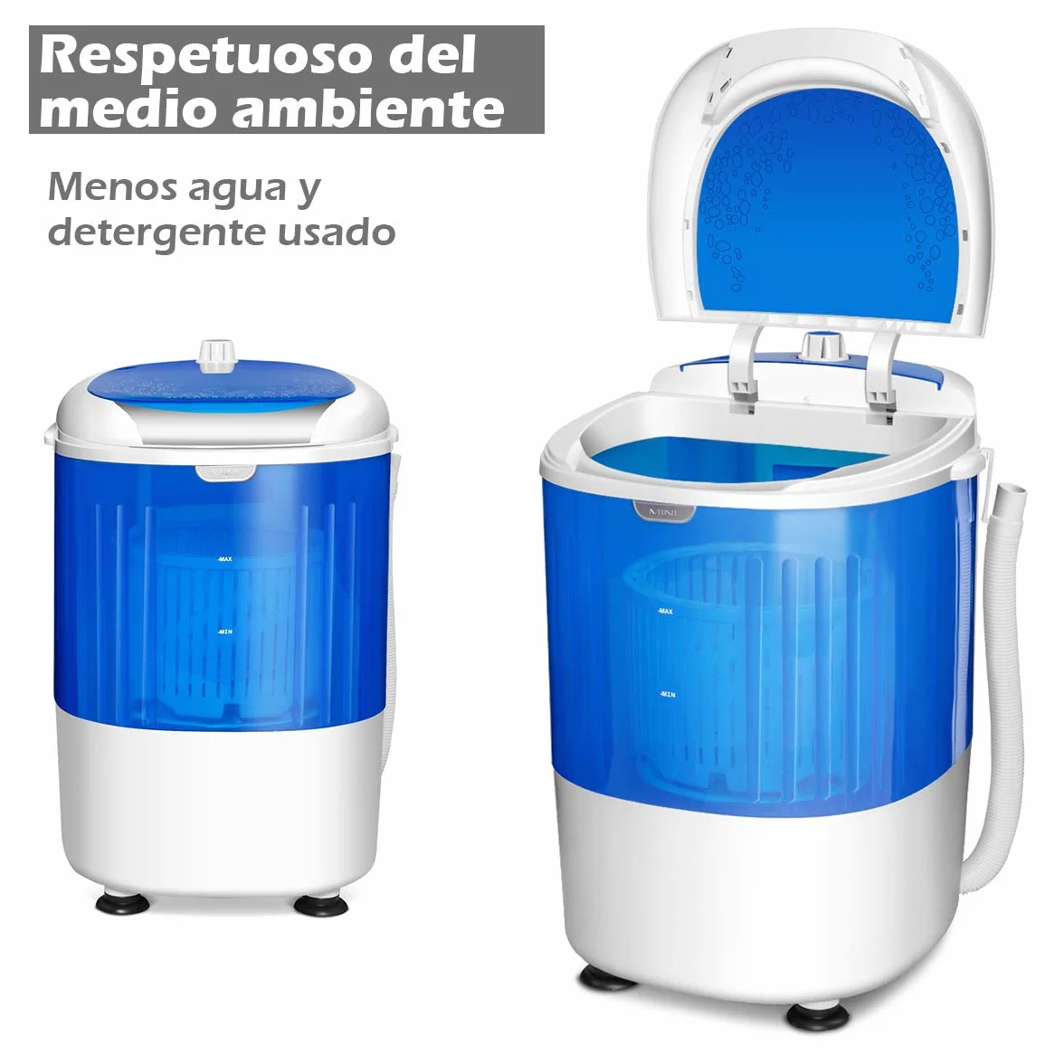 COSTWAY 2,5 kg Lavadora Portatil, 170W Mini Lavadora Semiautomática con Centrifugador para Camping, 2 en 1 Lavadora Pequeña con Pulsador y Bañera Giratoria para Viajes y Caravanas Camper