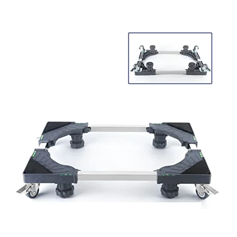 Base ajustable universal con alfombrilla antivibración y ruedas para estabilidad del electrodoméstico
