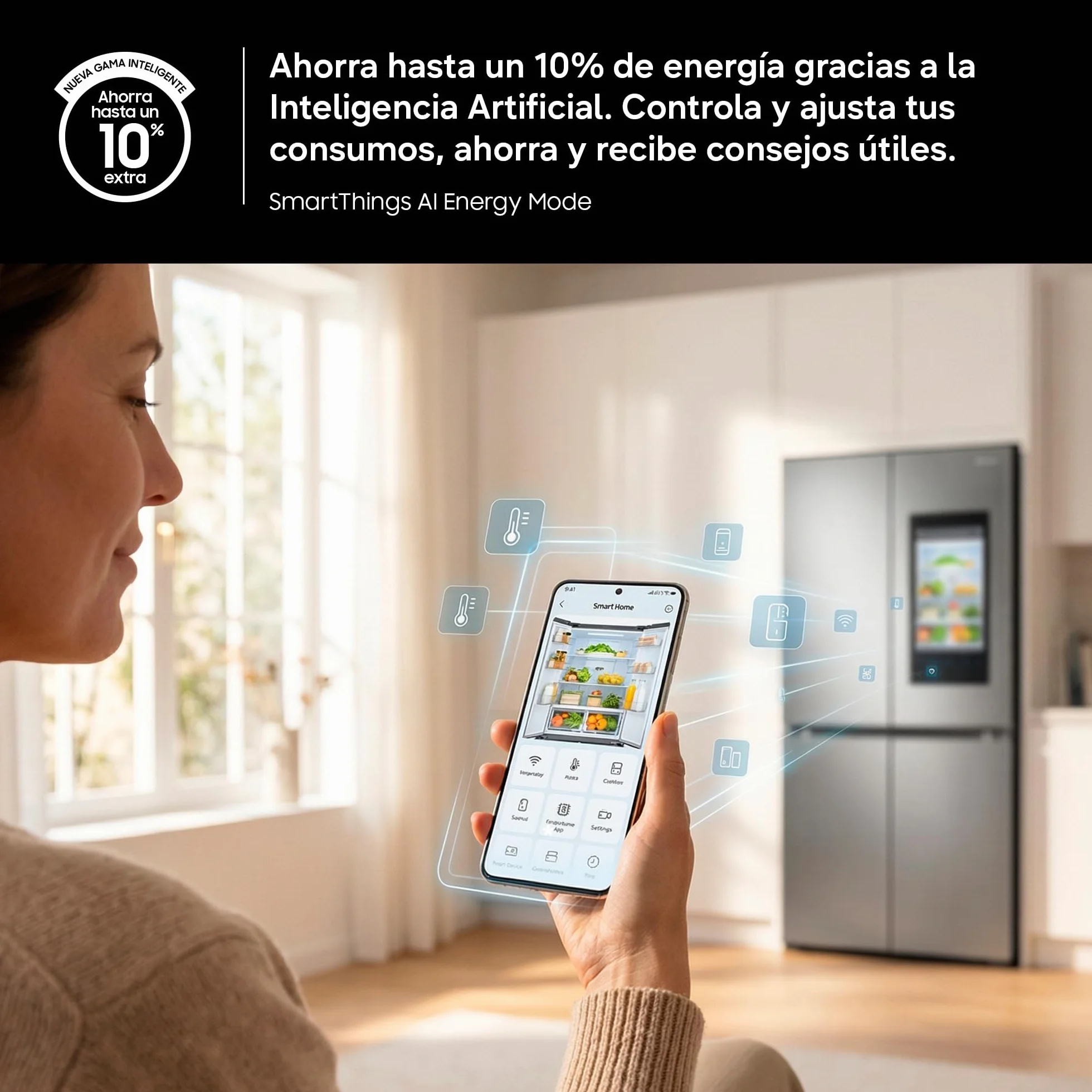 Samsung Frigorífico French Door Bespoke AI Family Hub 183cm 636L Clase E Grafito RF65DG9H0EB1EF